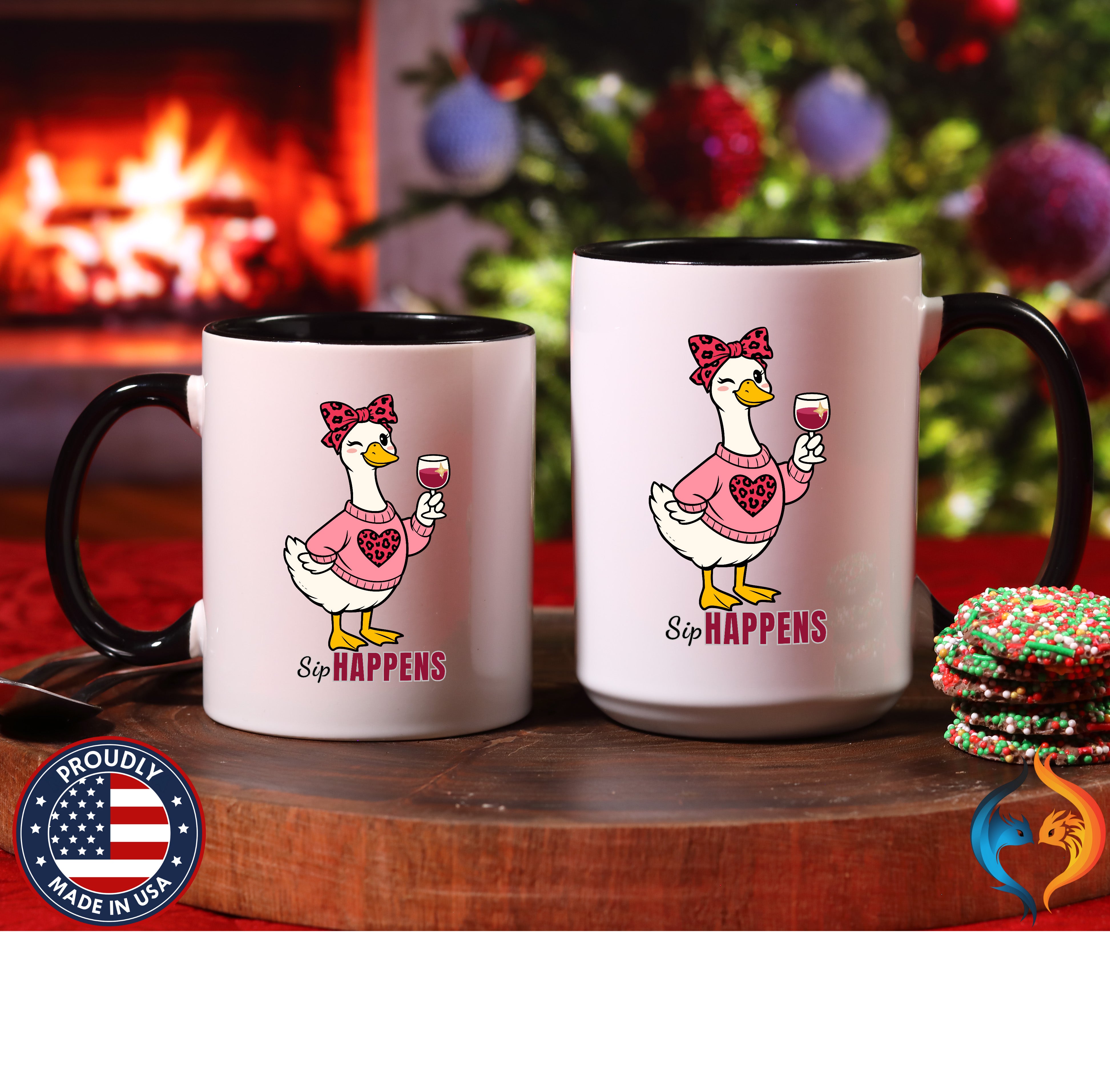 Sip Happens Mama Goose Wine coffee mug duo mockup - Mother's Day gift