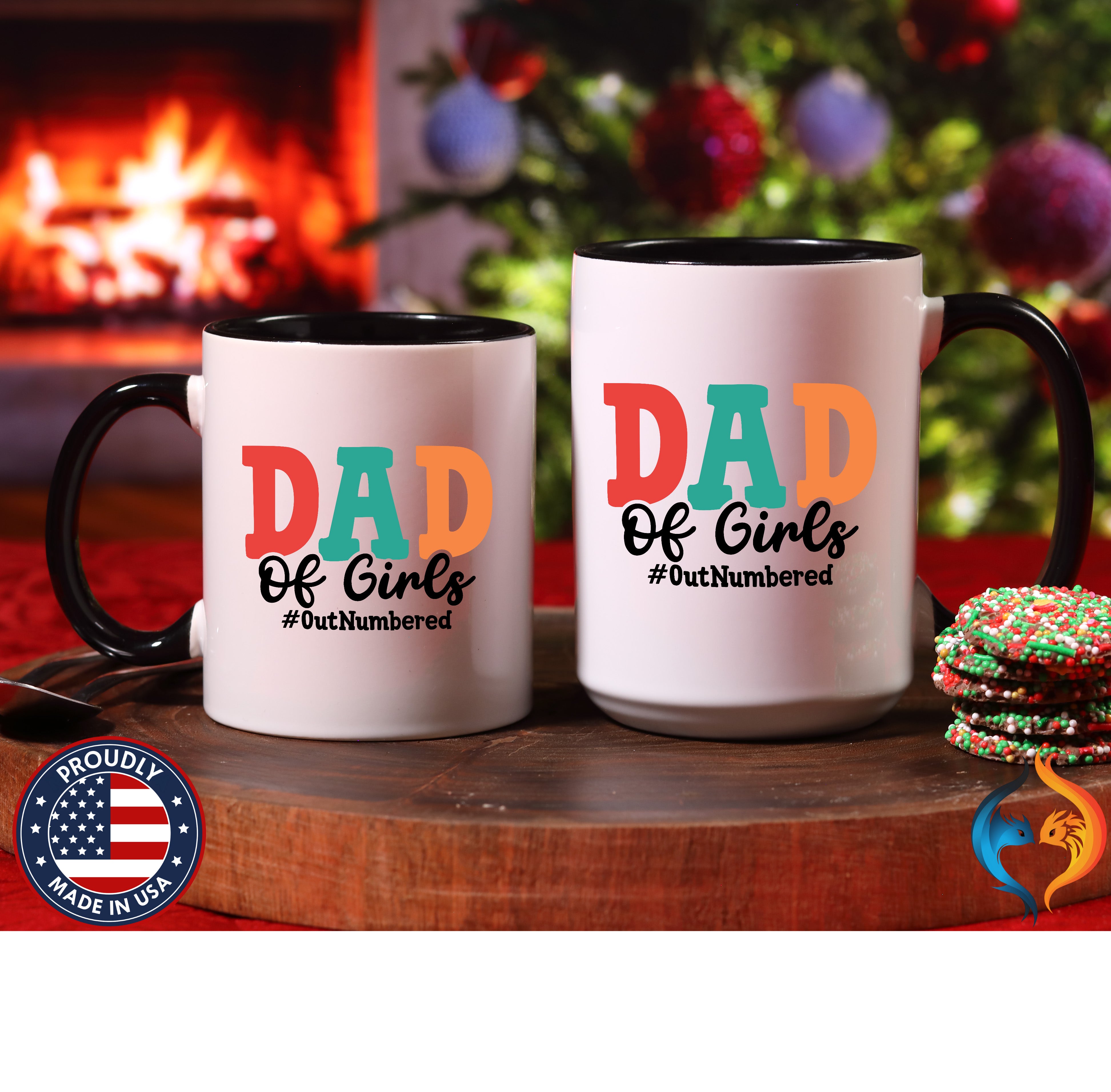 Dad of girls #outnumbered Mug - Funny Dad Gift