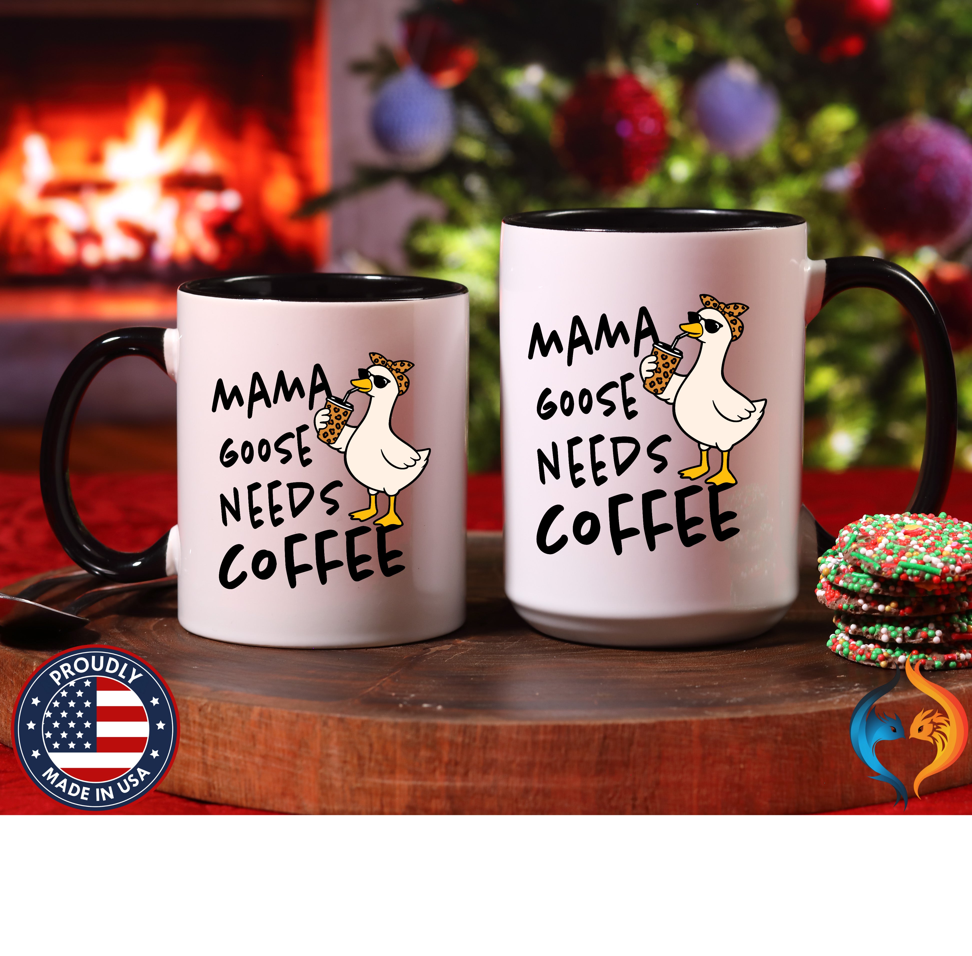 Mama Goose Needs Coffee coffee mug duo mockup - Mother's Day gift