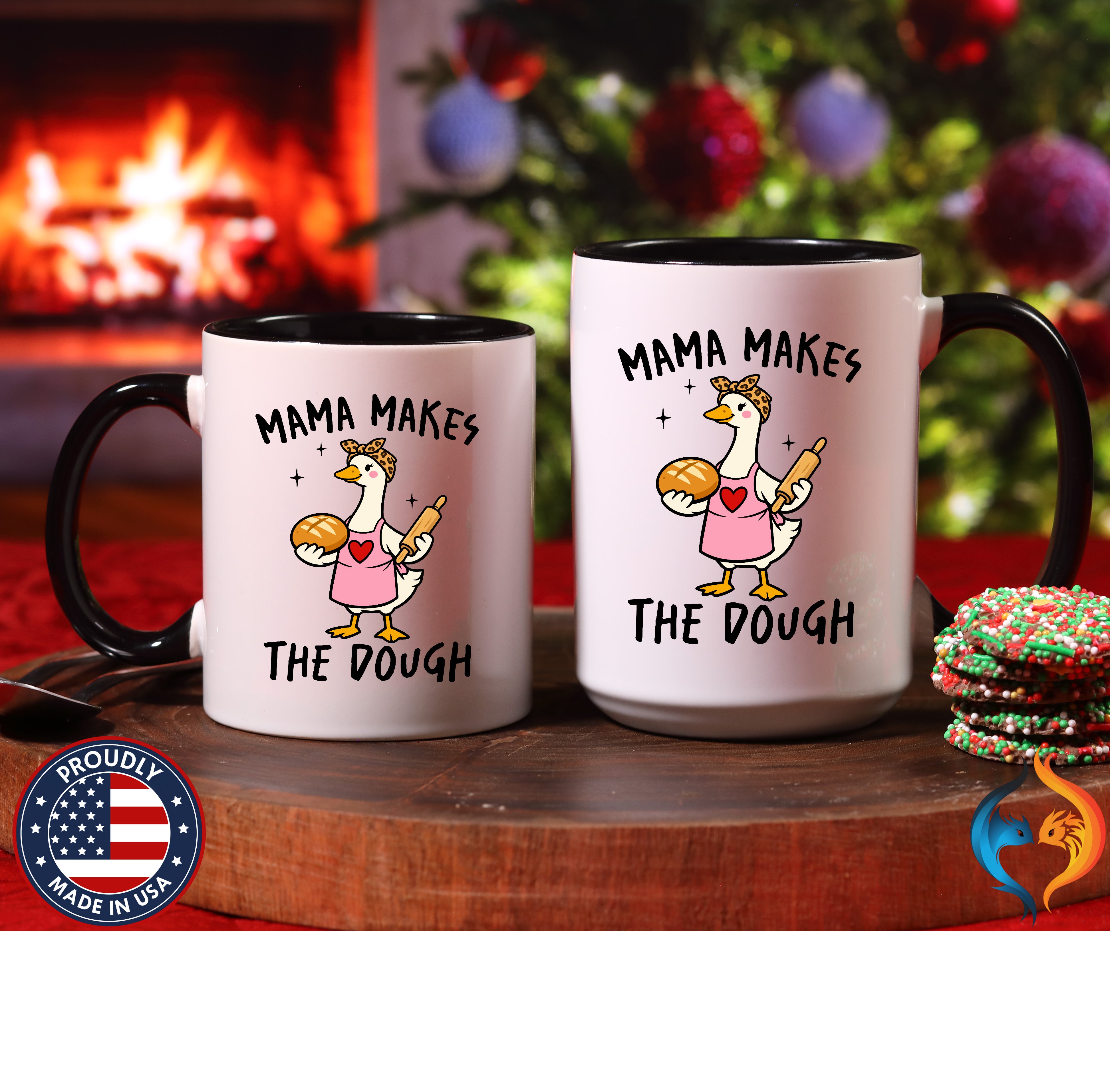 Mama Makes The Dough Funny Mom Goose coffee mug duo mockup - Mother's Day gift