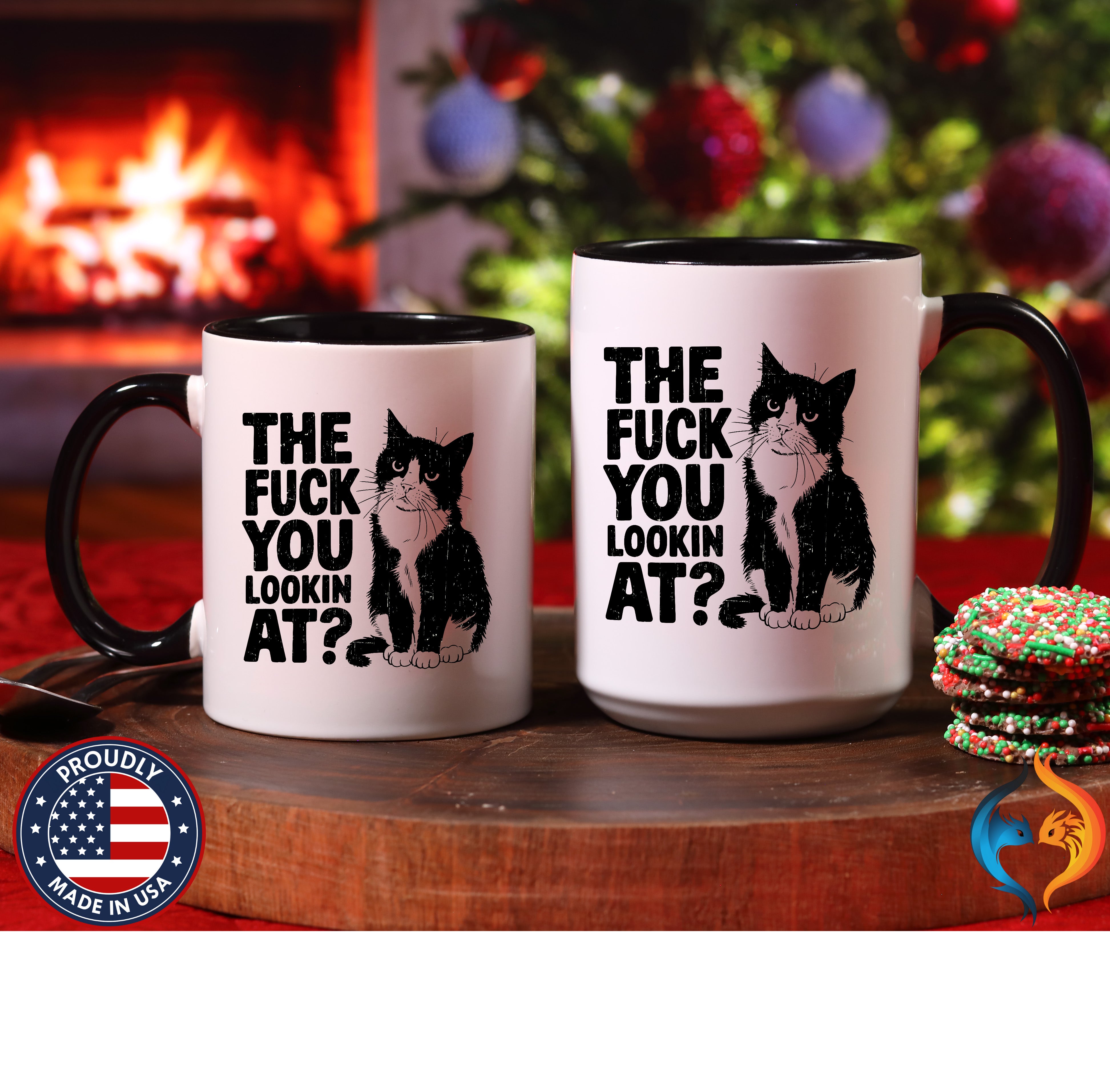 Funny Cat Hoodie - The F You Lookin' At? Graphic Pullover