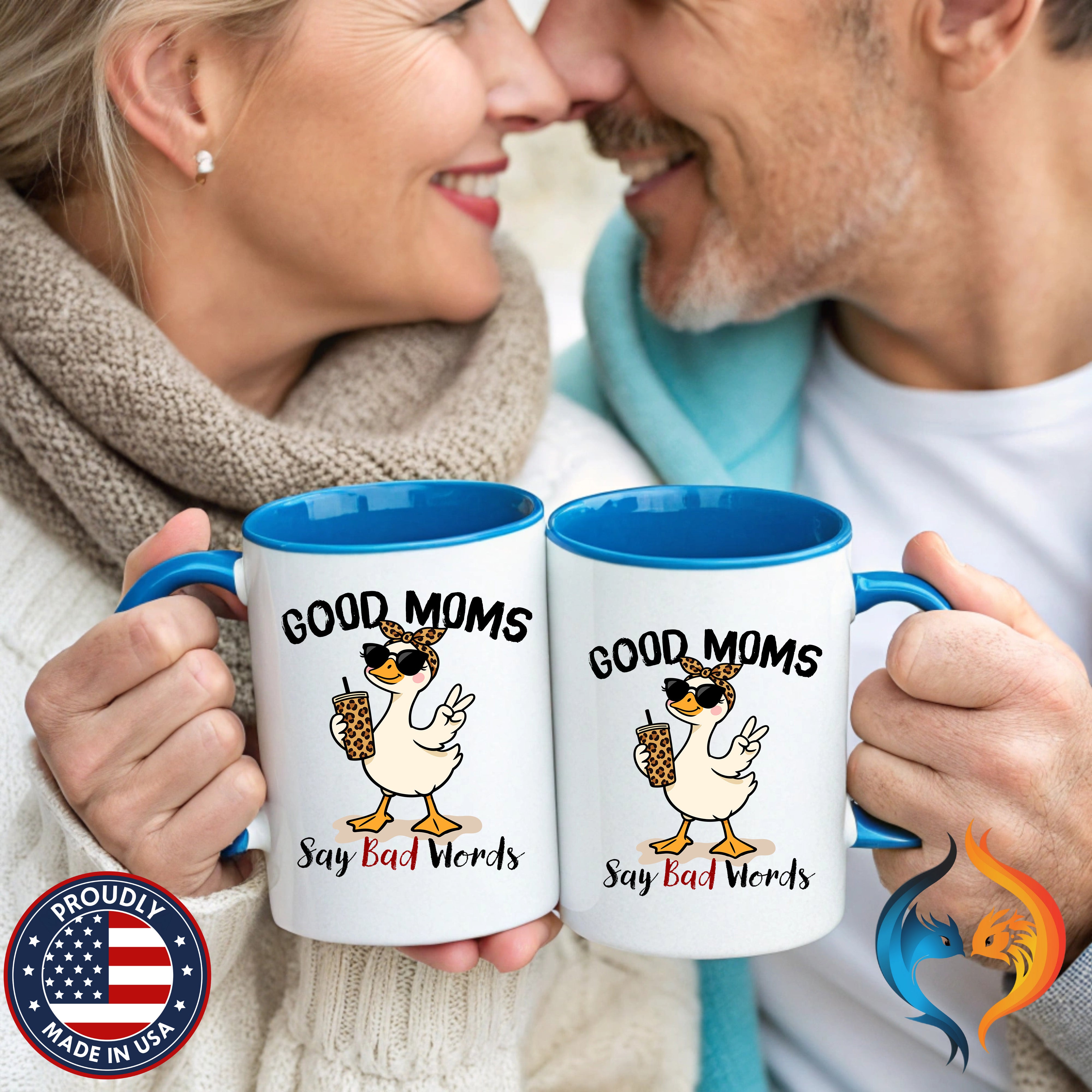 Good Moms Say Bad Words Funny Mom Goose coffee mug duo mockup - Mother's Day gift