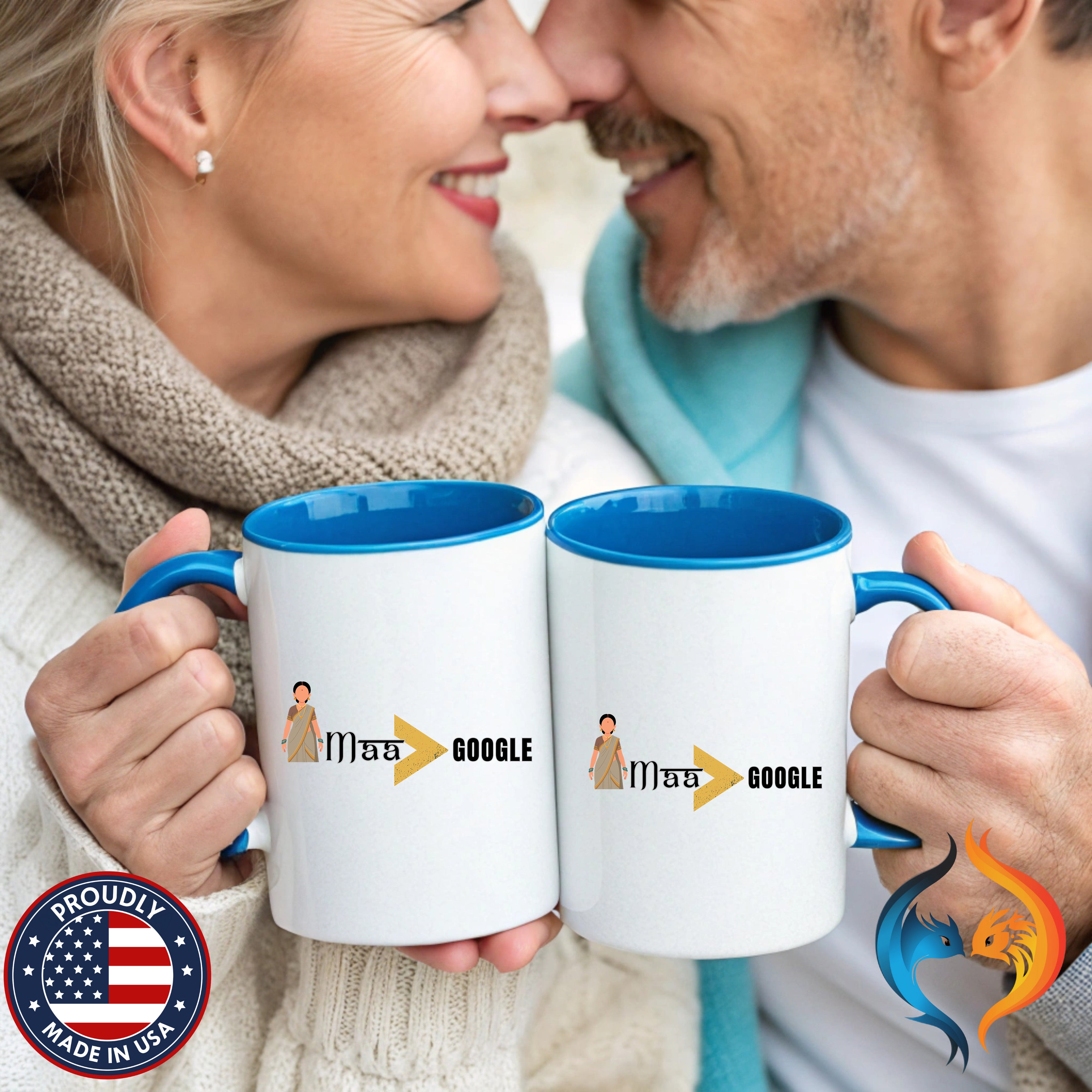 Maa Is Greater Than Google Desi Mom coffee mug duo mockup - Mother's Day gift