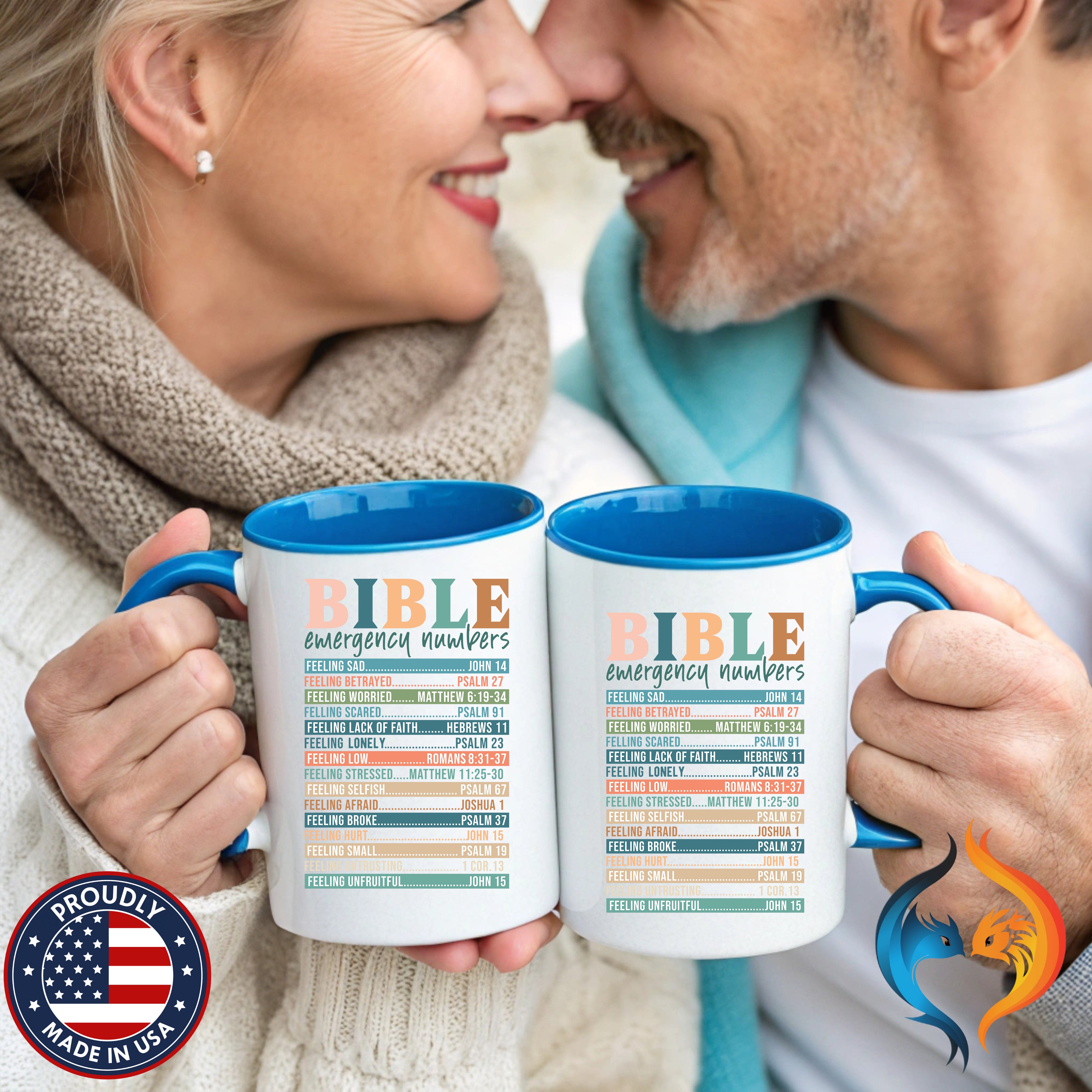 Religious Faith Based Gift, Personalized Mug, Bible Emergenc - Mugs-Double_Couple Blue Doubles