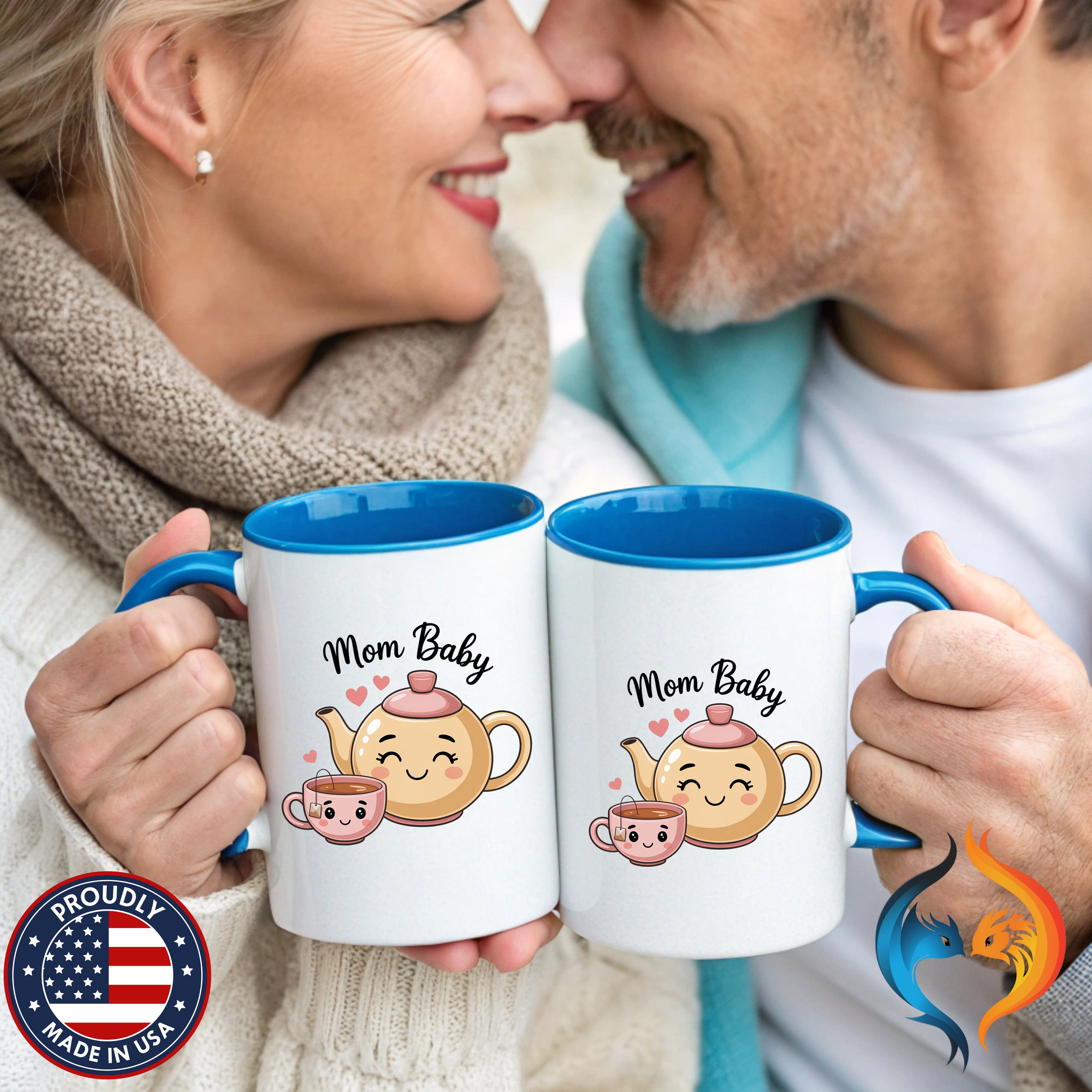 Mom And Baby Teapot Tea Cup coffee mug duo mockup - Mother's Day gift