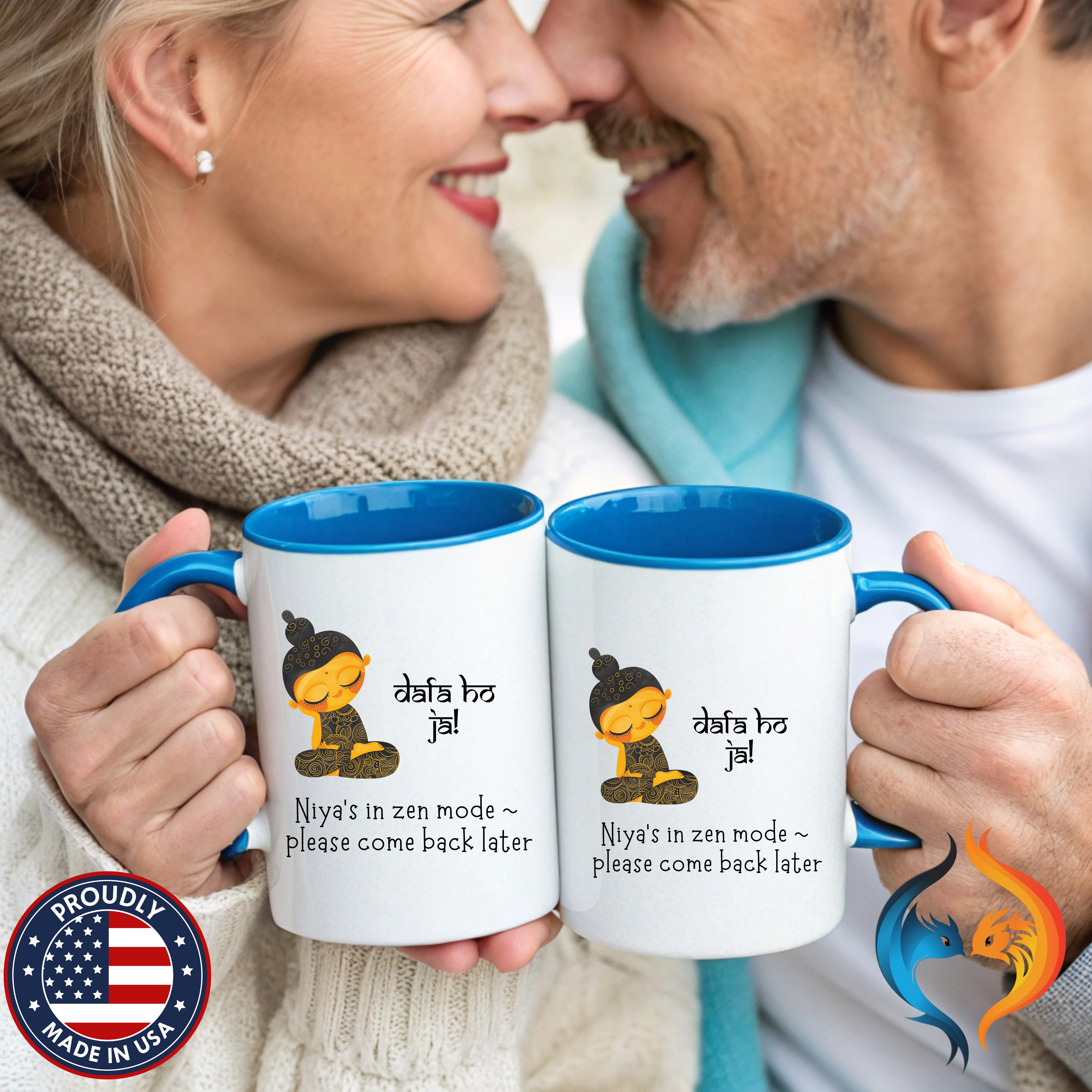 Personalized desi coffee mug, 'Dafa Ho Ja', Funny Indian Pak - Mugs-Double_Couple Blue Doubles