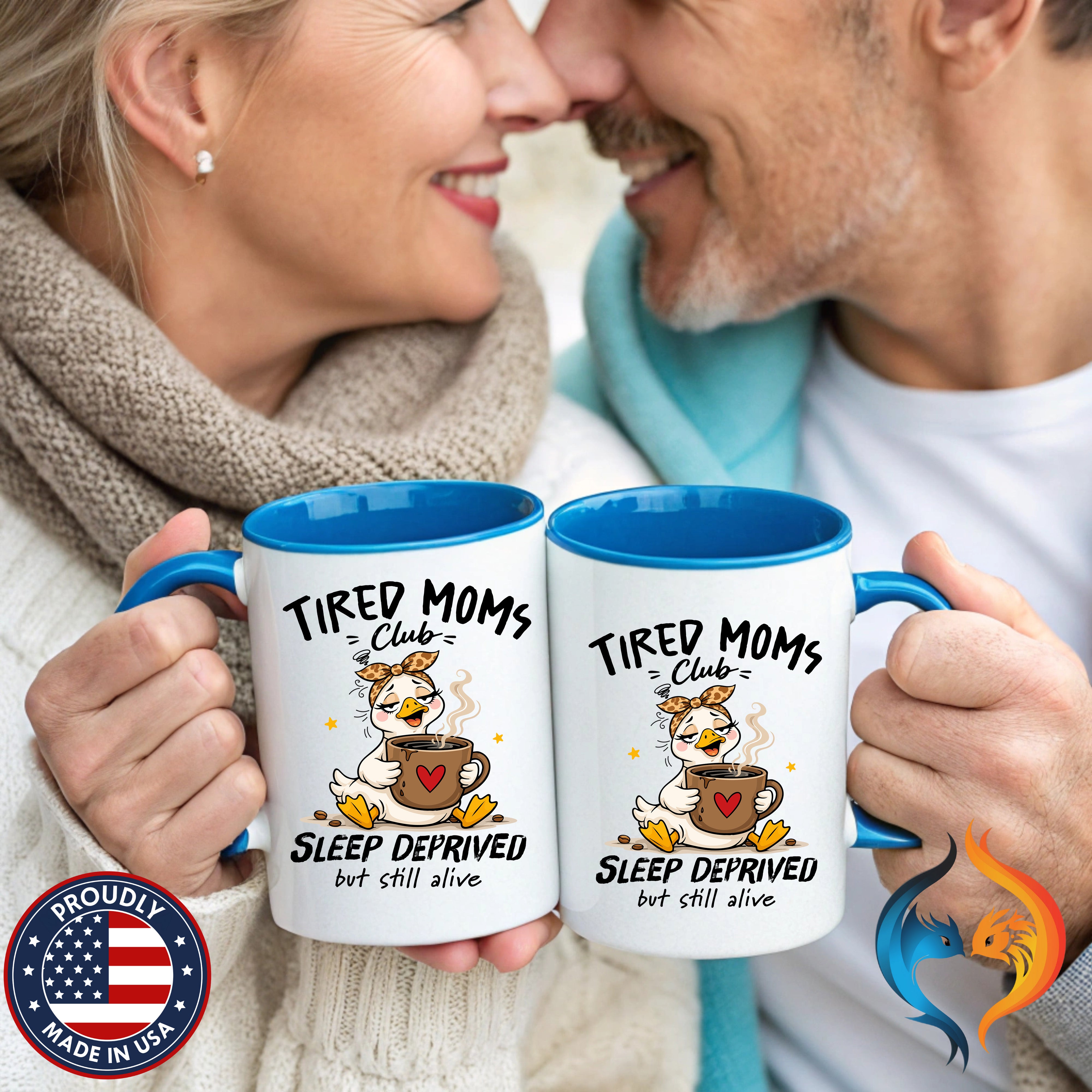 Tired Moms Club Sleep Deprived But Still Alive coffee mug duo mockup - Mother's Day gift