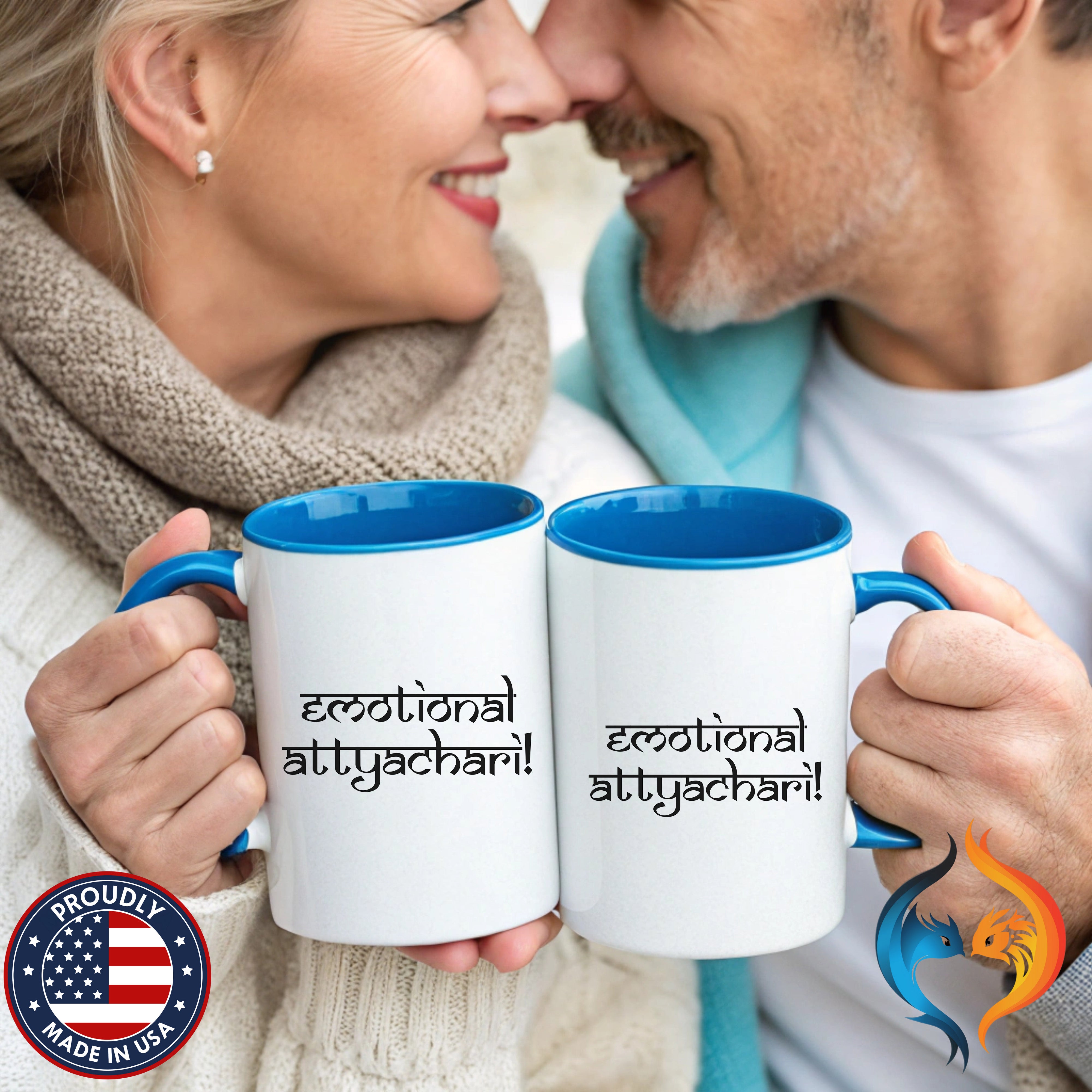 Desi Roots Cup 'Emotional Attyachari' Indian Paki Accent Cha - Mugs-Double_Couple Blue Doubles