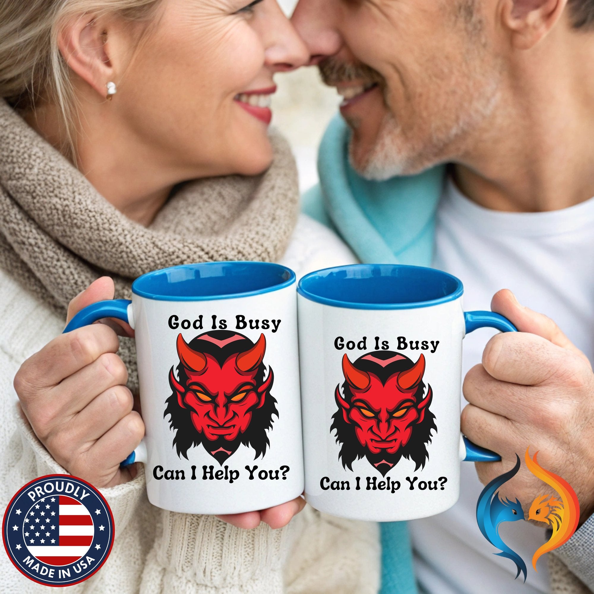 God Is Busy Can I Help You gift, Ashiest Cup | Mug - Mugs-Double_Couple Blue Doubles