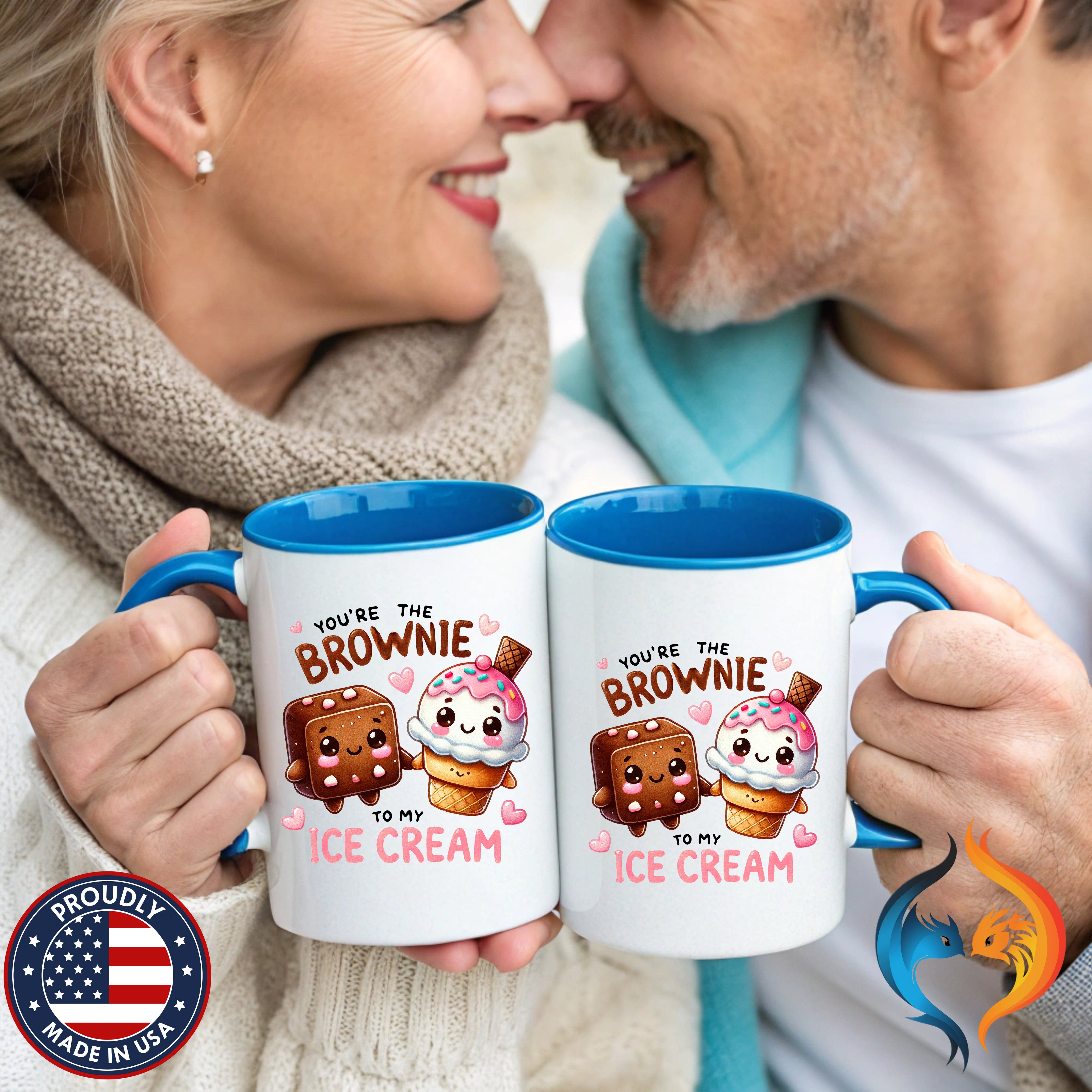 Lick Me Till Ice Cream Mug | , Cute Kawaii Ice Cream Design - Mugs-Double_Couple Blue Doubles