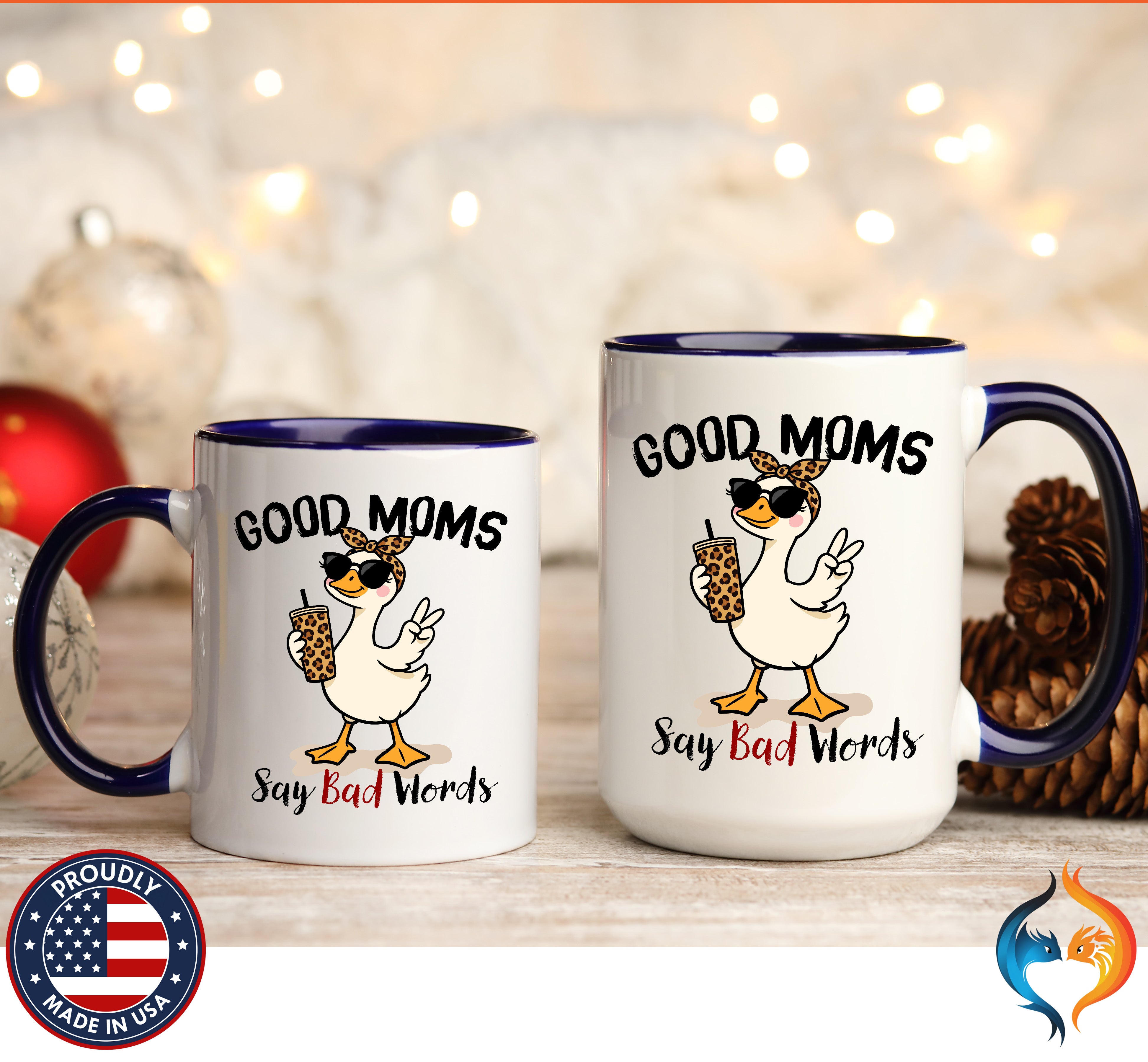 Good Moms Say Bad Words Funny Mom Goose coffee mug duo mockup - Mother's Day gift