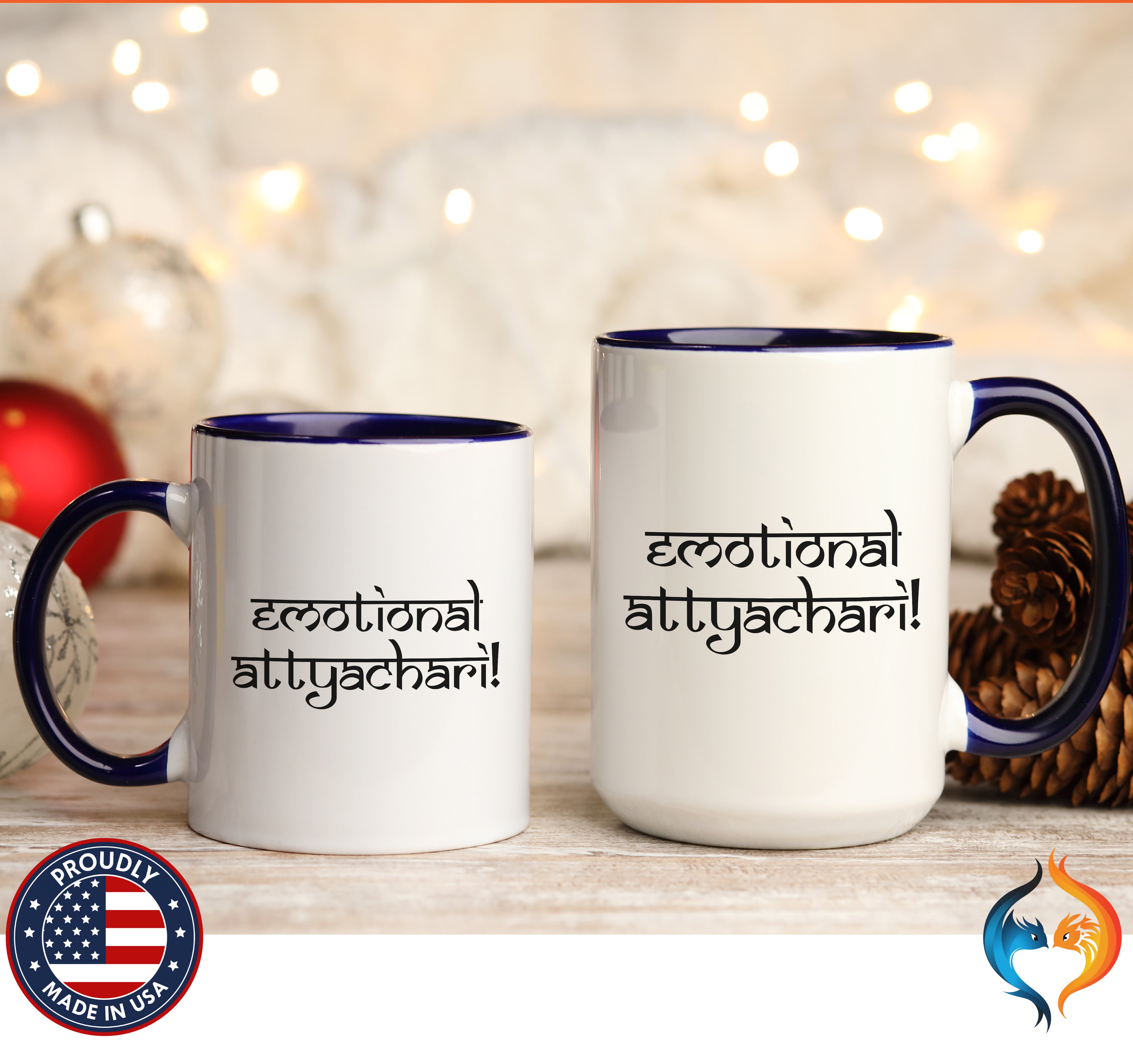 Desi Roots Cup 'Emotional Attyachari' Indian Paki Accent Cha - Mugs-Double_DBlueDBL