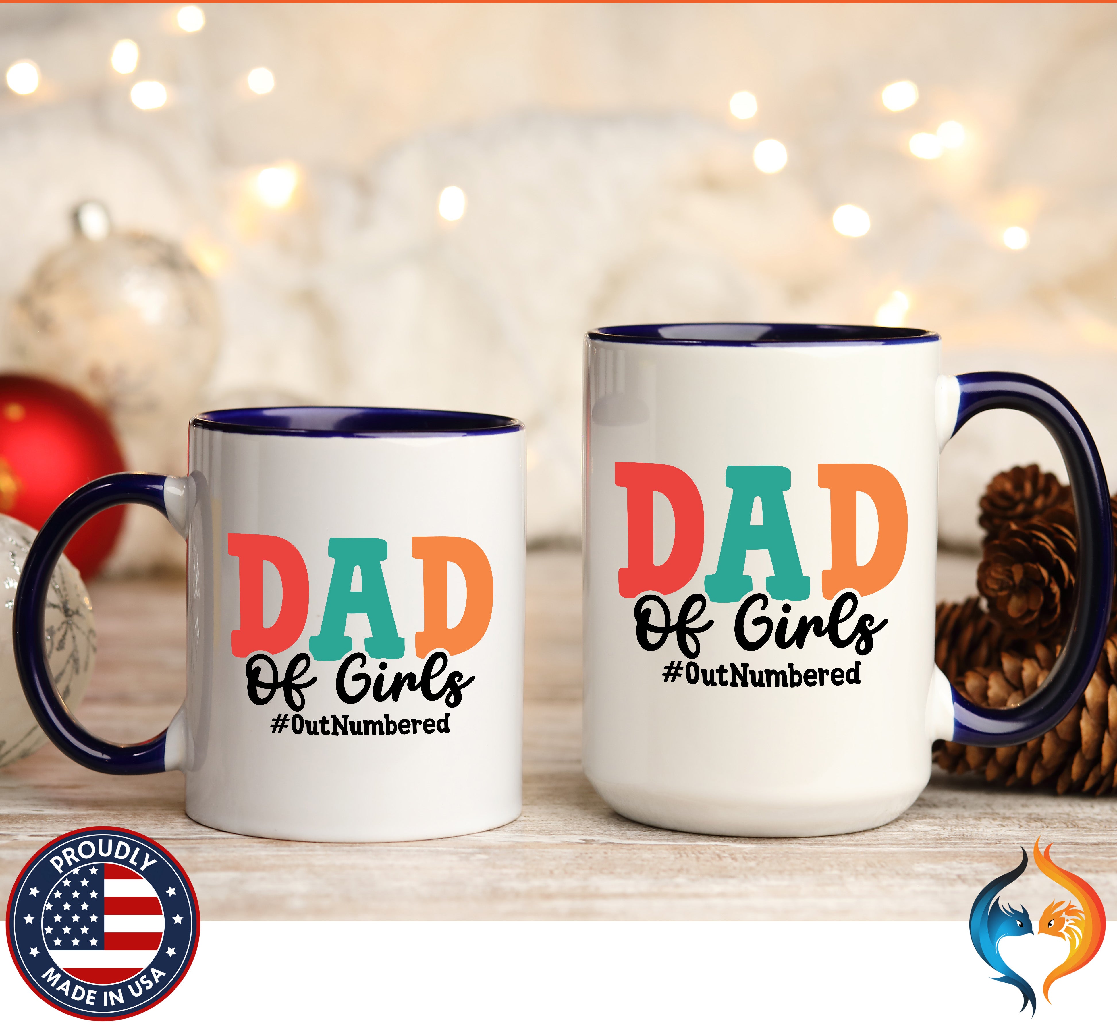 Dad of girls #outnumbered Mug - Funny Dad Gift