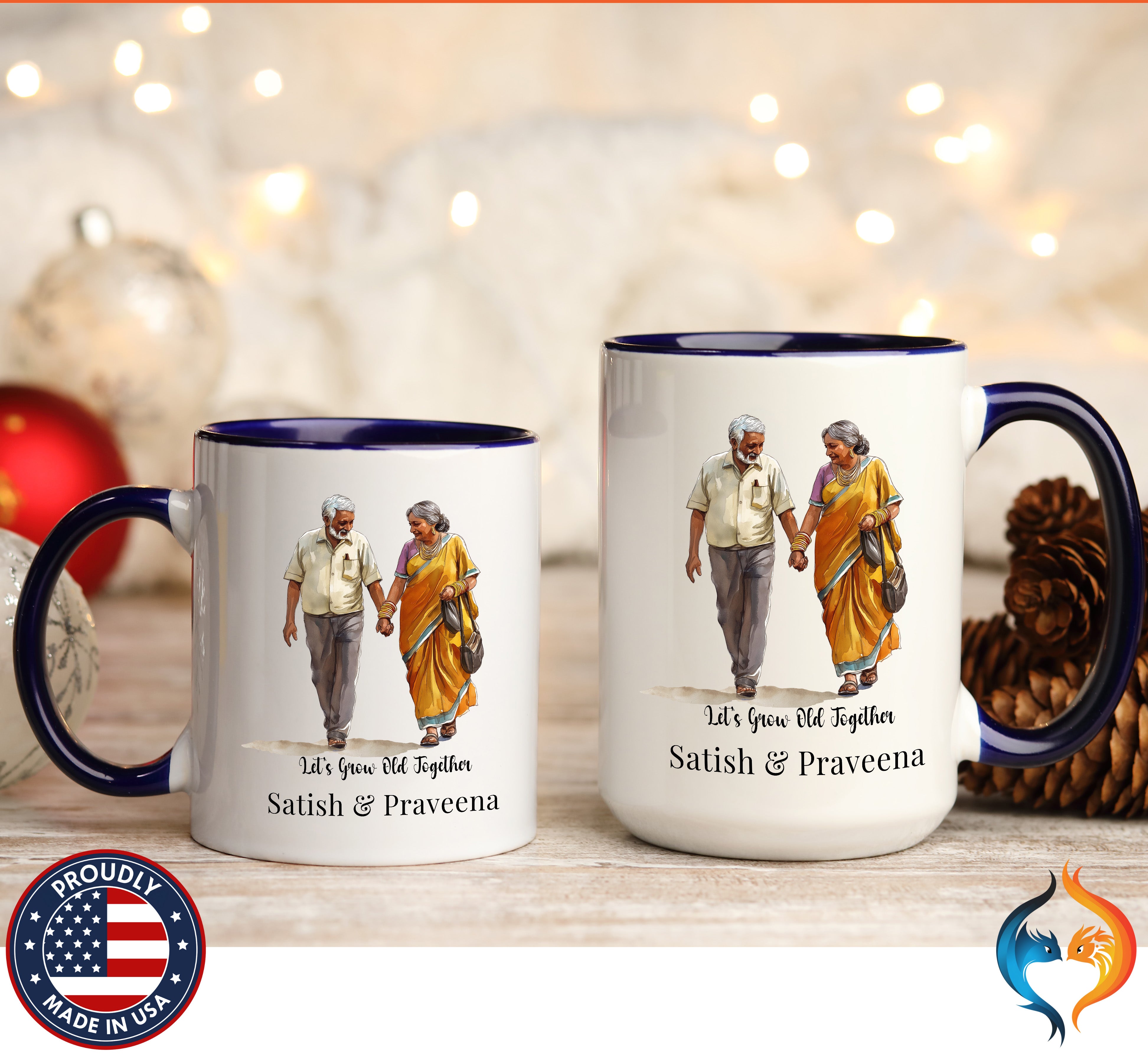 Personalized Indian Couple Mug - Let's Grow Old Together — view 29