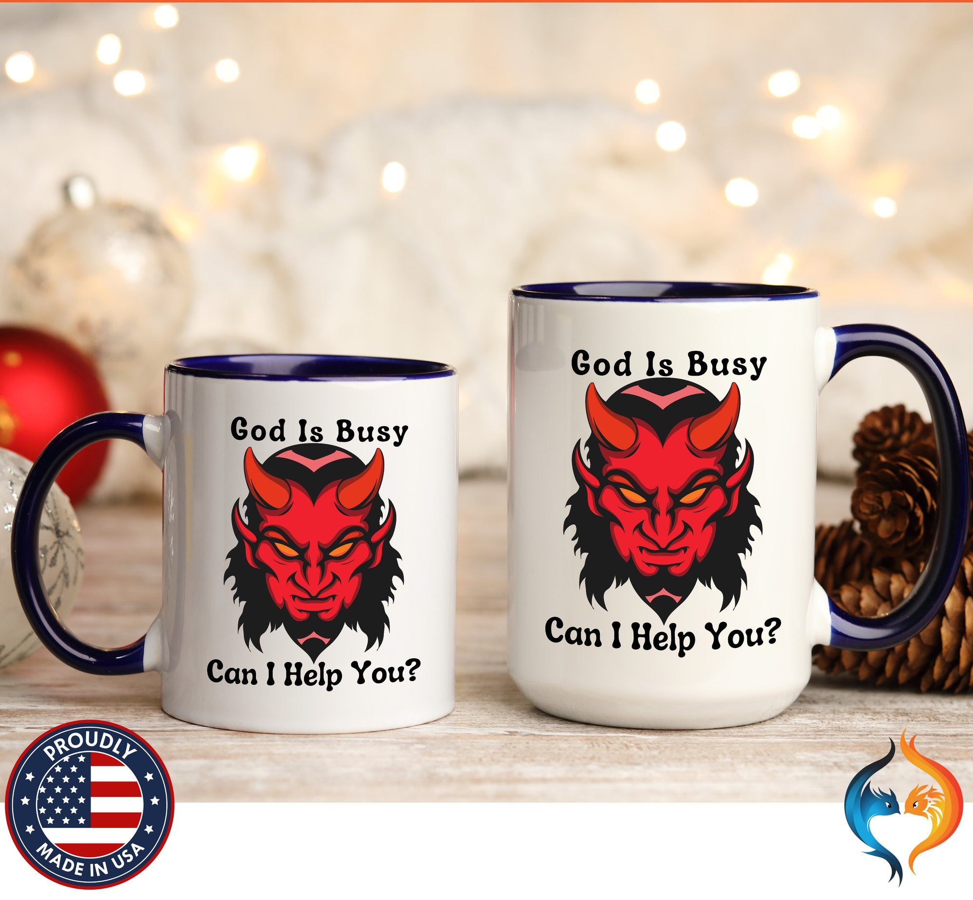 God Is Busy Can I Help You gift, Ashiest Cup | Mug - Mugs-Double_DBlueDBL