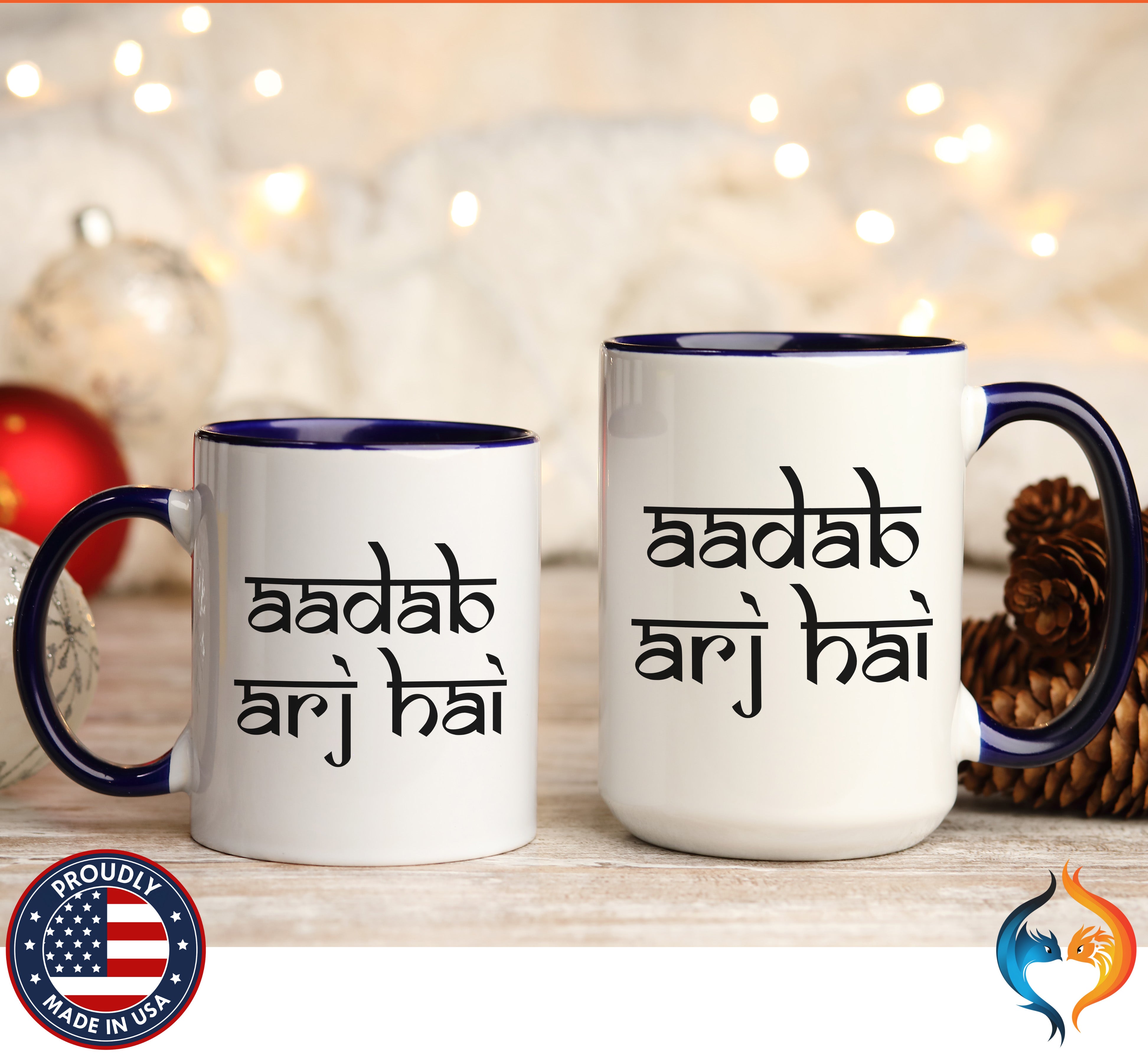 Desi Roots Mug Aadab Arj Hai Accent Cup (), Indian, Pakistan - Mugs-Double_DBlueDBL