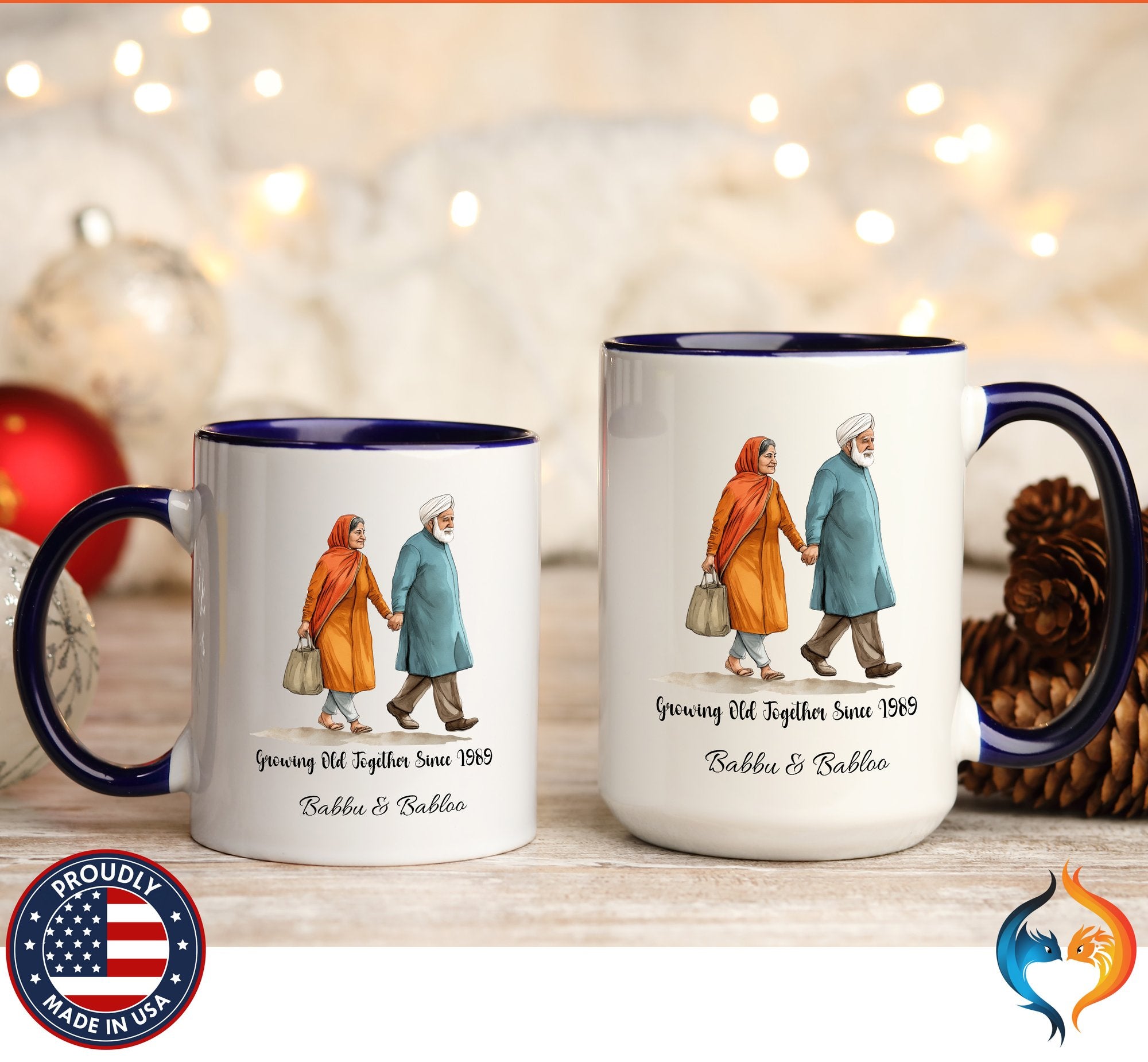 Growing Old Together Since South Indian Couple Cup | Mug - Mugs-Double_DBlueDBL
