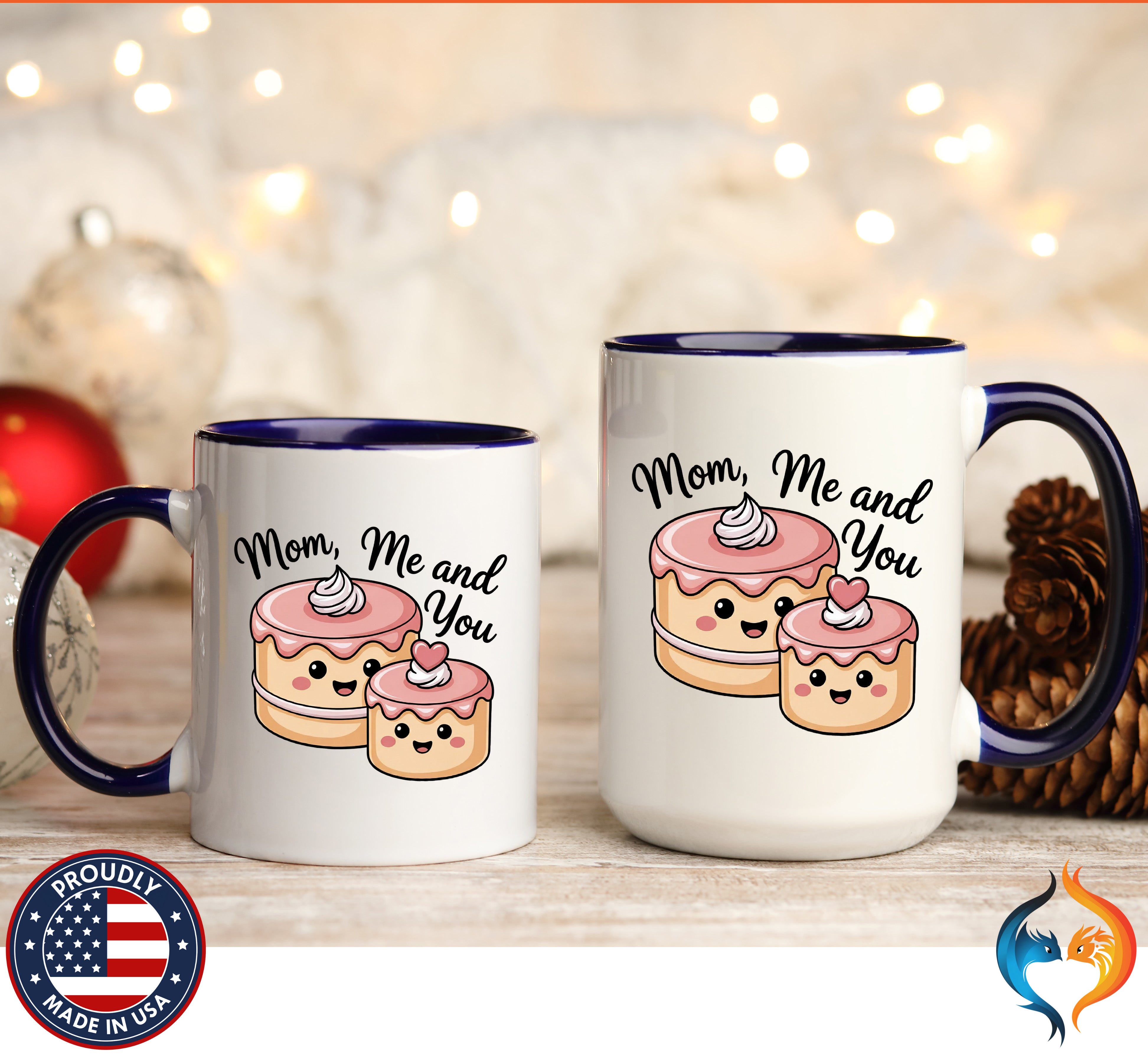 Mom Me And You Cake coffee mug duo mockup - Mother's Day gift
