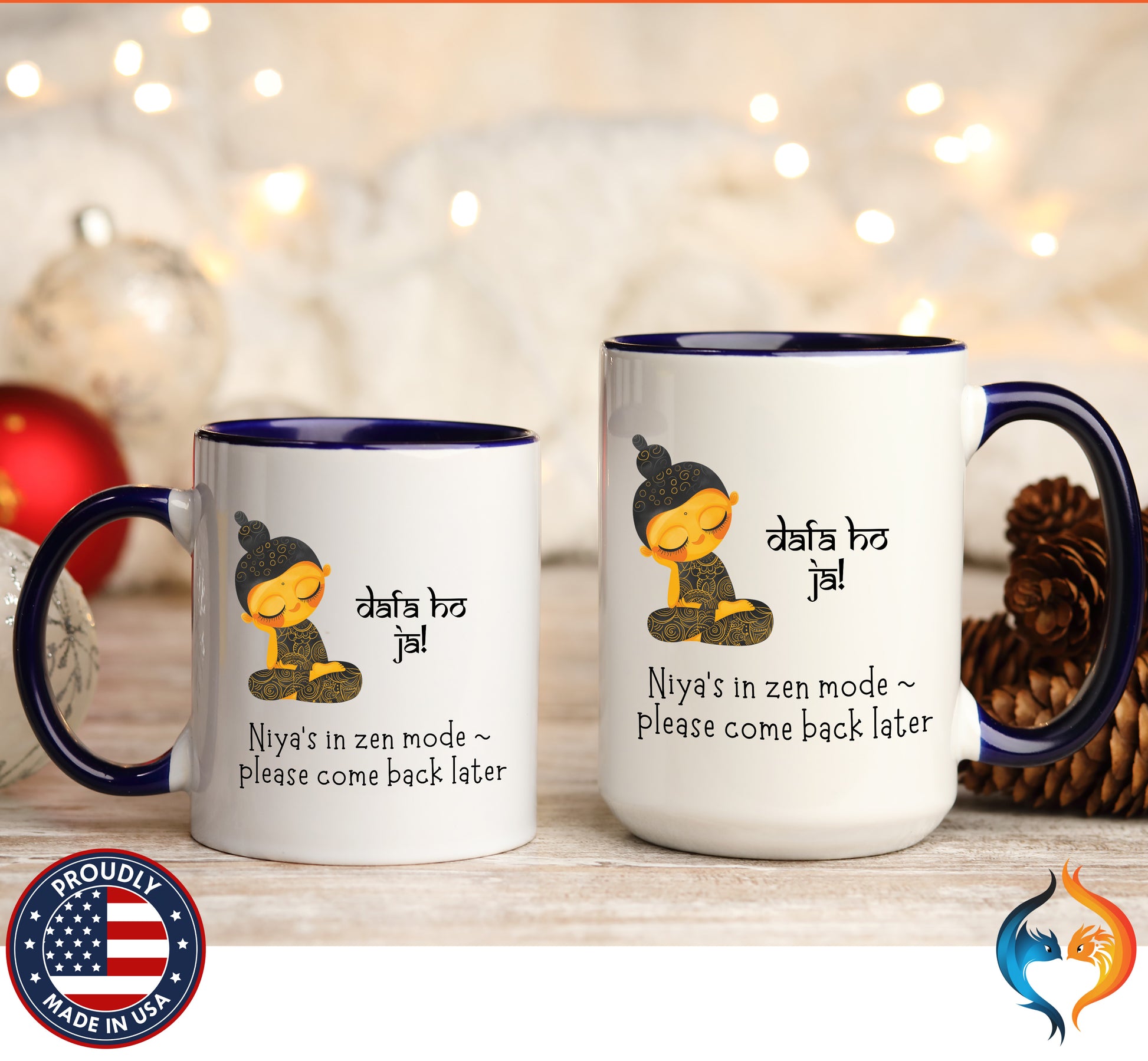 Personalized desi coffee mug, 'Dafa Ho Ja', Funny Indian Pak - Mugs-Double_DBlueDBL
