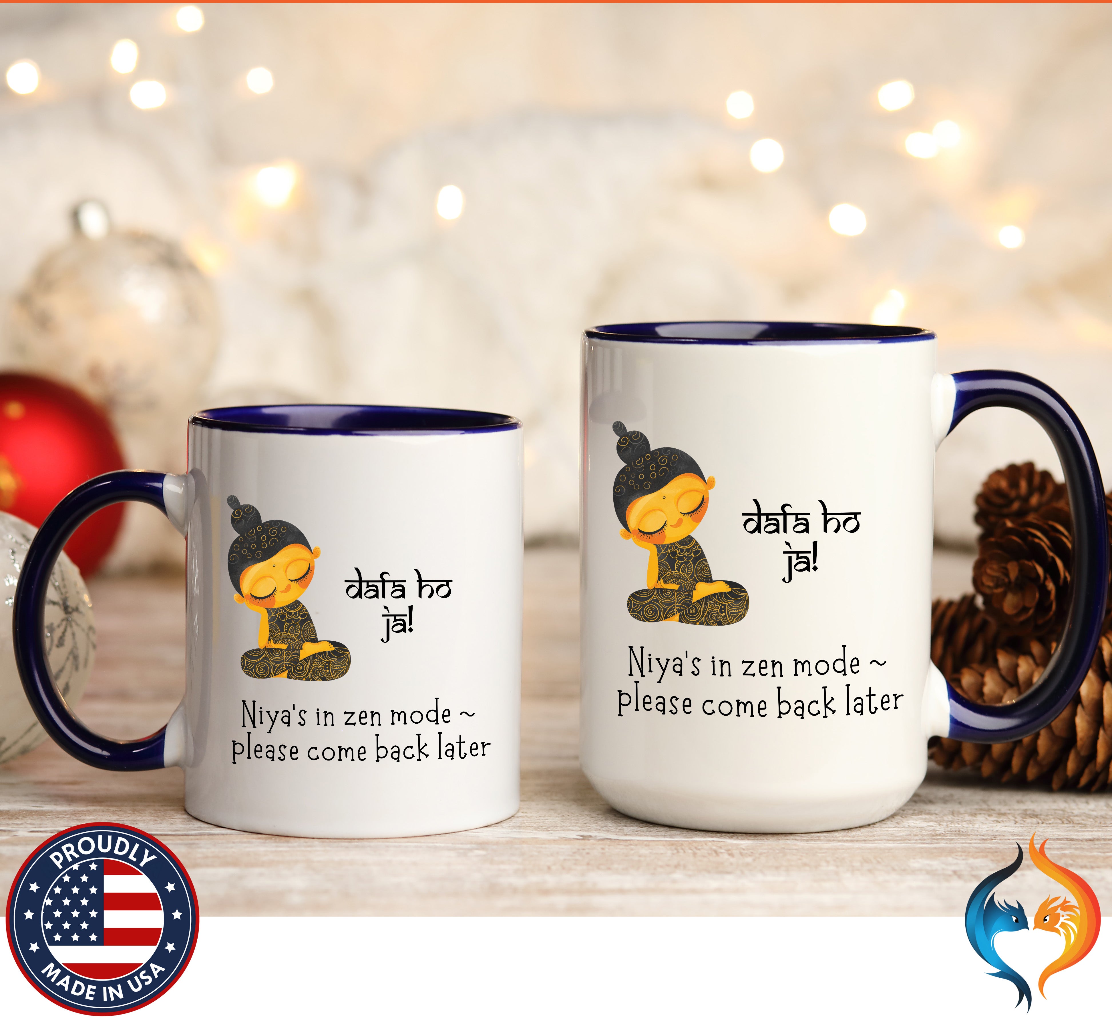 Personalized desi coffee mug, 'Dafa Ho Ja', Funny Indian Pak - Mugs-Double_DBlueDBL