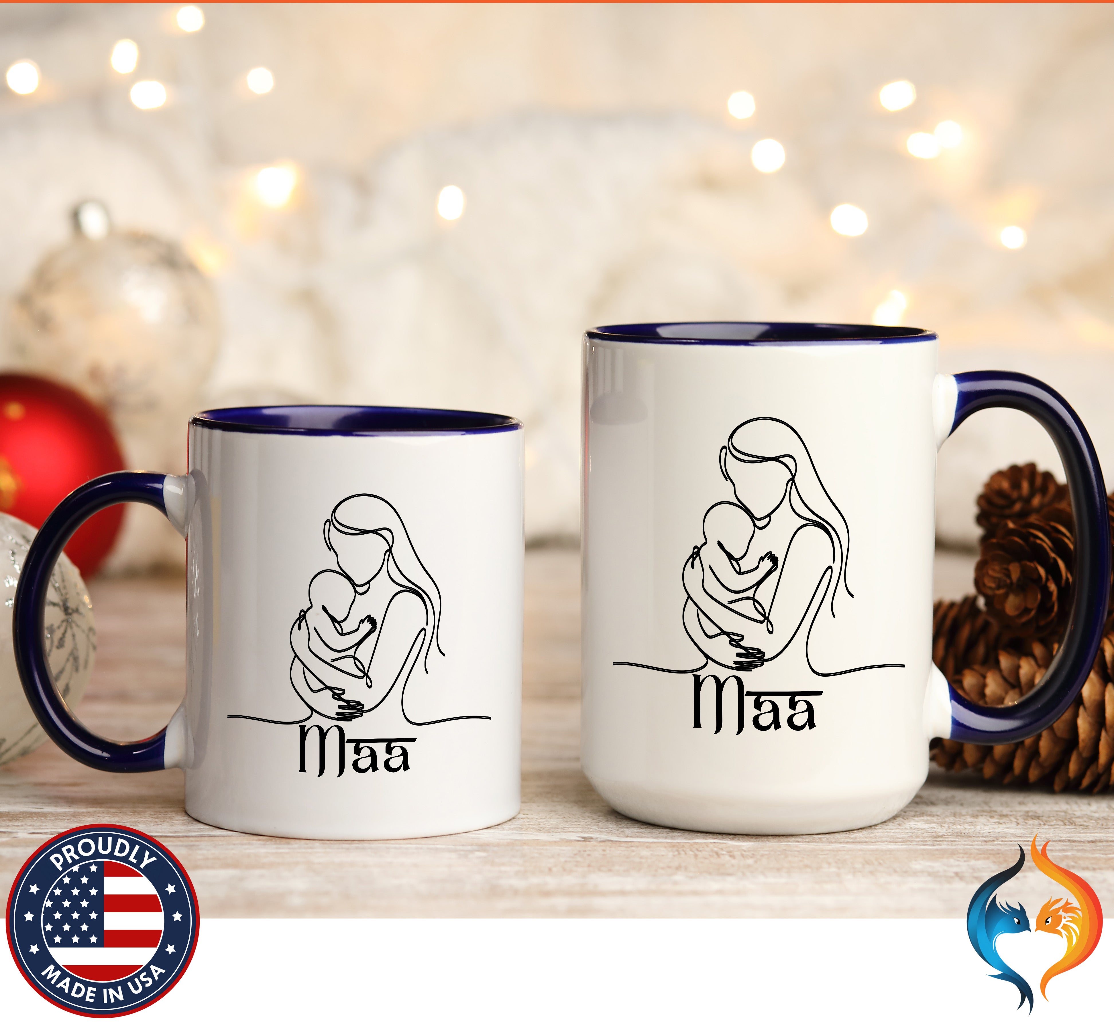 Maa Is Greater Than Google Desi Mom coffee mug duo mockup - Mother's Day gift