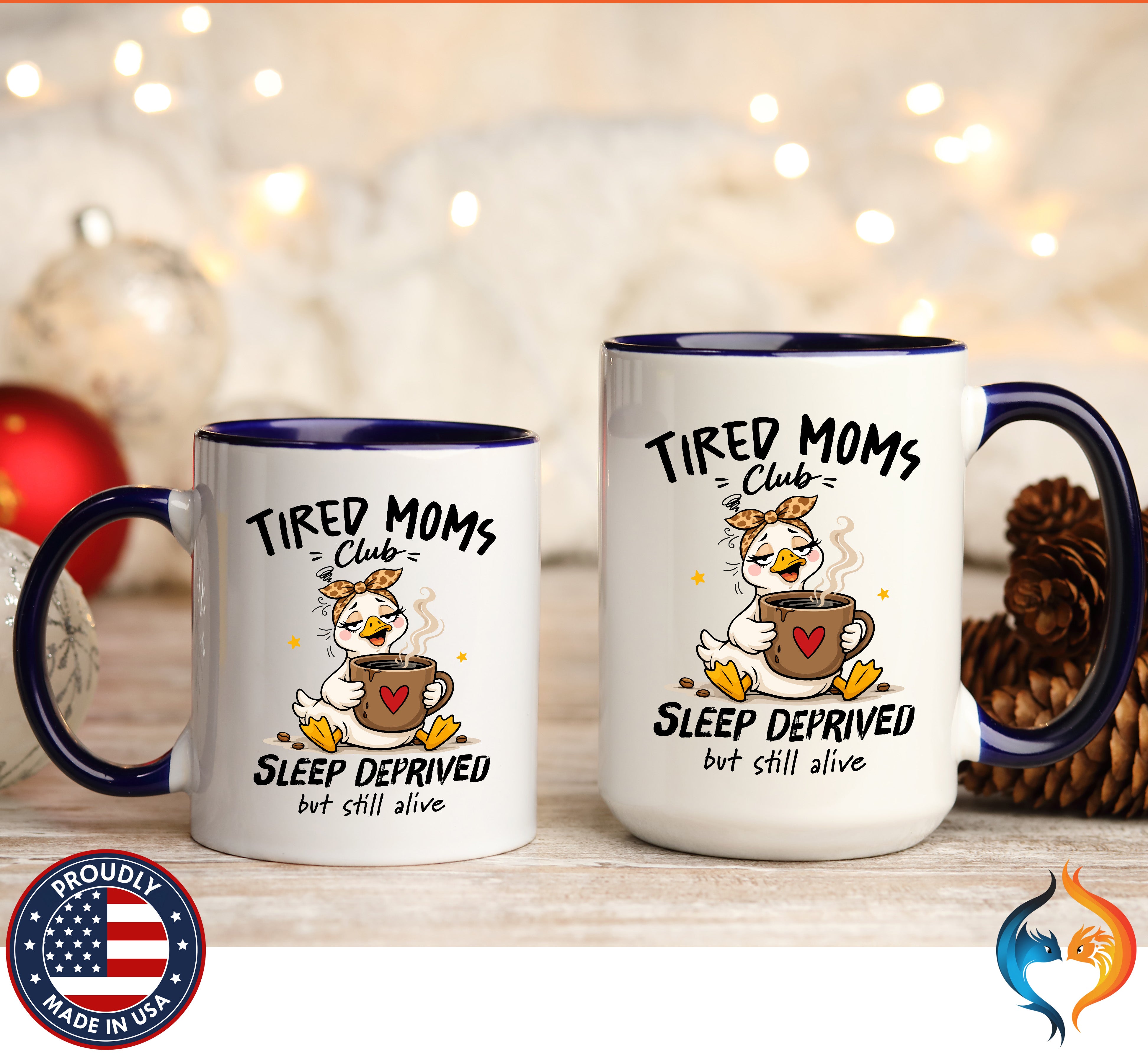 Tired Moms Club Sleep Deprived But Still Alive coffee mug duo mockup - Mother's Day gift