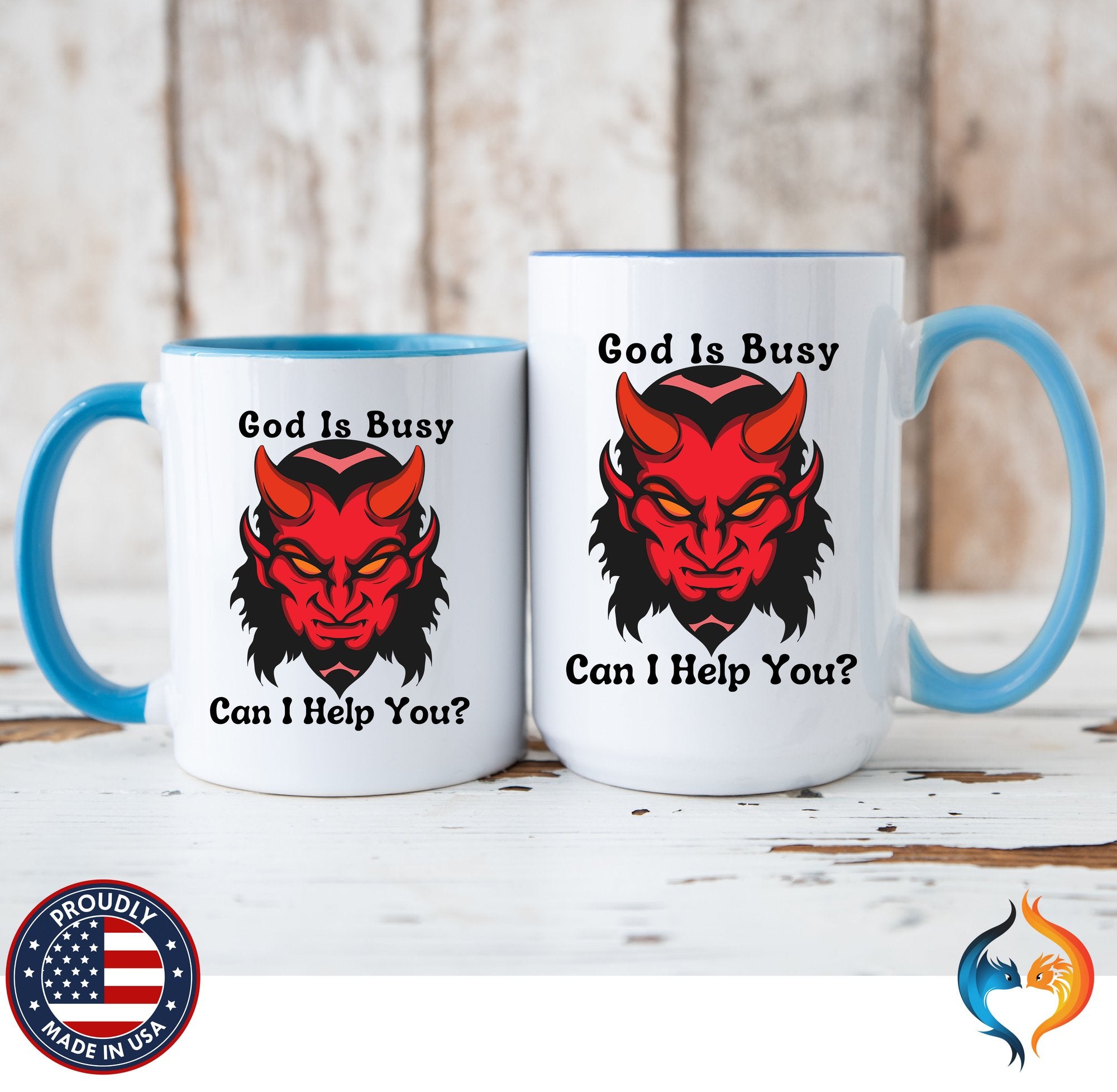 God Is Busy Can I Help You gift, Ashiest Cup | Mug - Mugs-Double_LBlu Dbl
