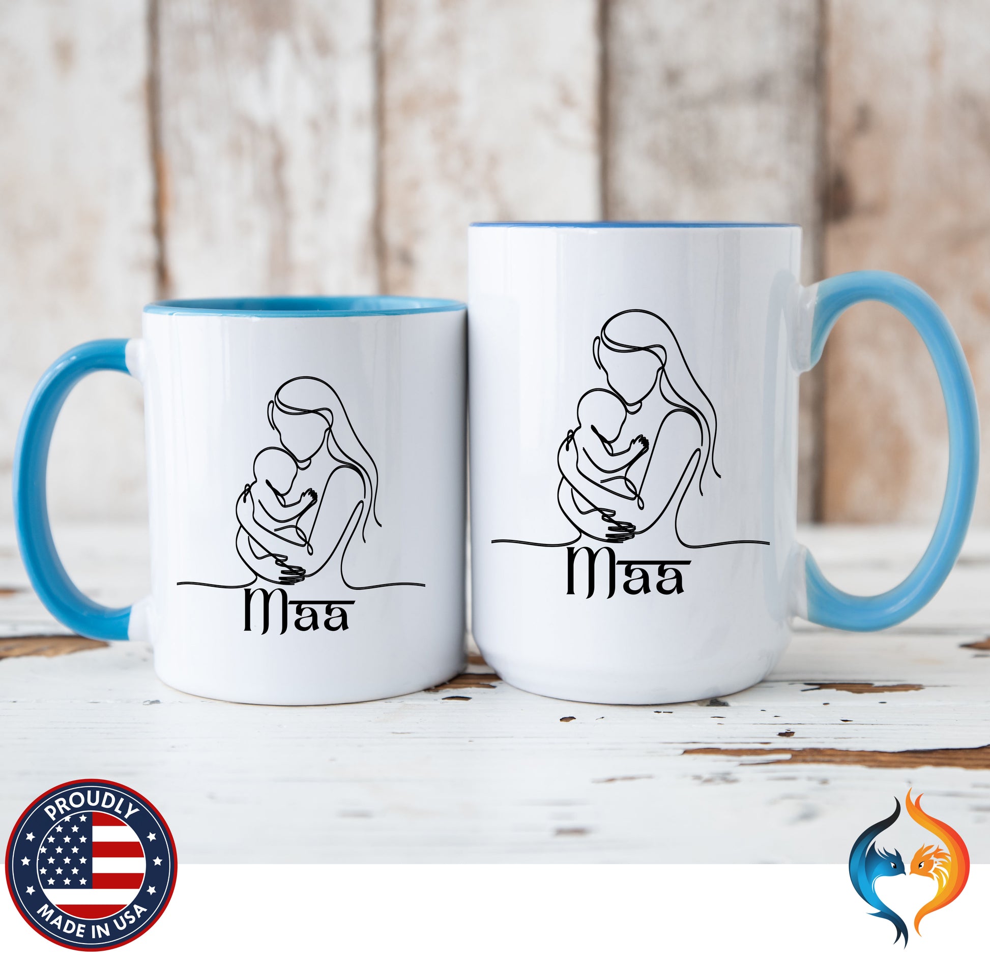 Maa Is Greater Than Google Desi Mom coffee mug duo mockup - Mother's Day gift