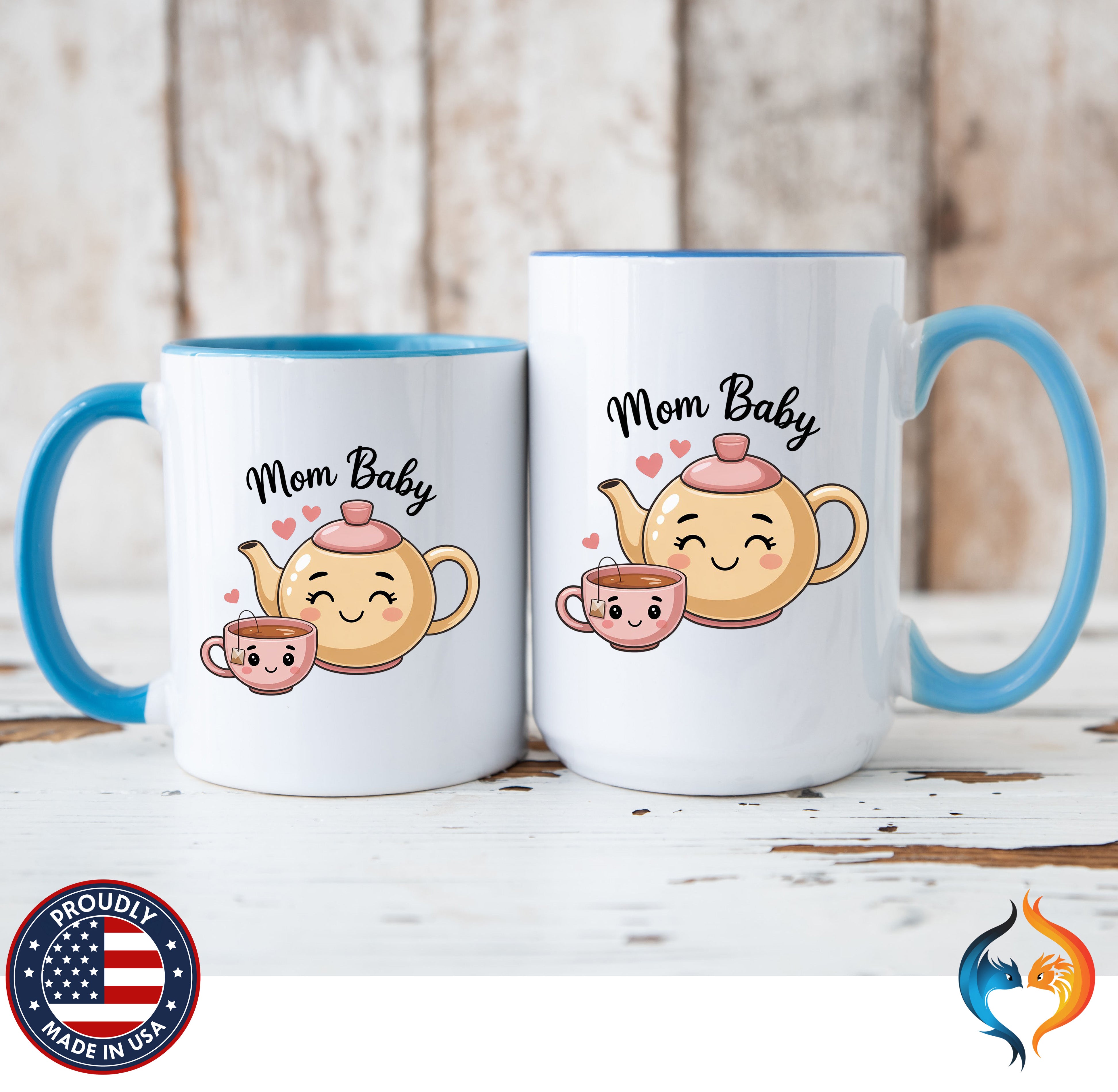 Mom And Baby Teapot Tea Cup coffee mug duo mockup - Mother's Day gift