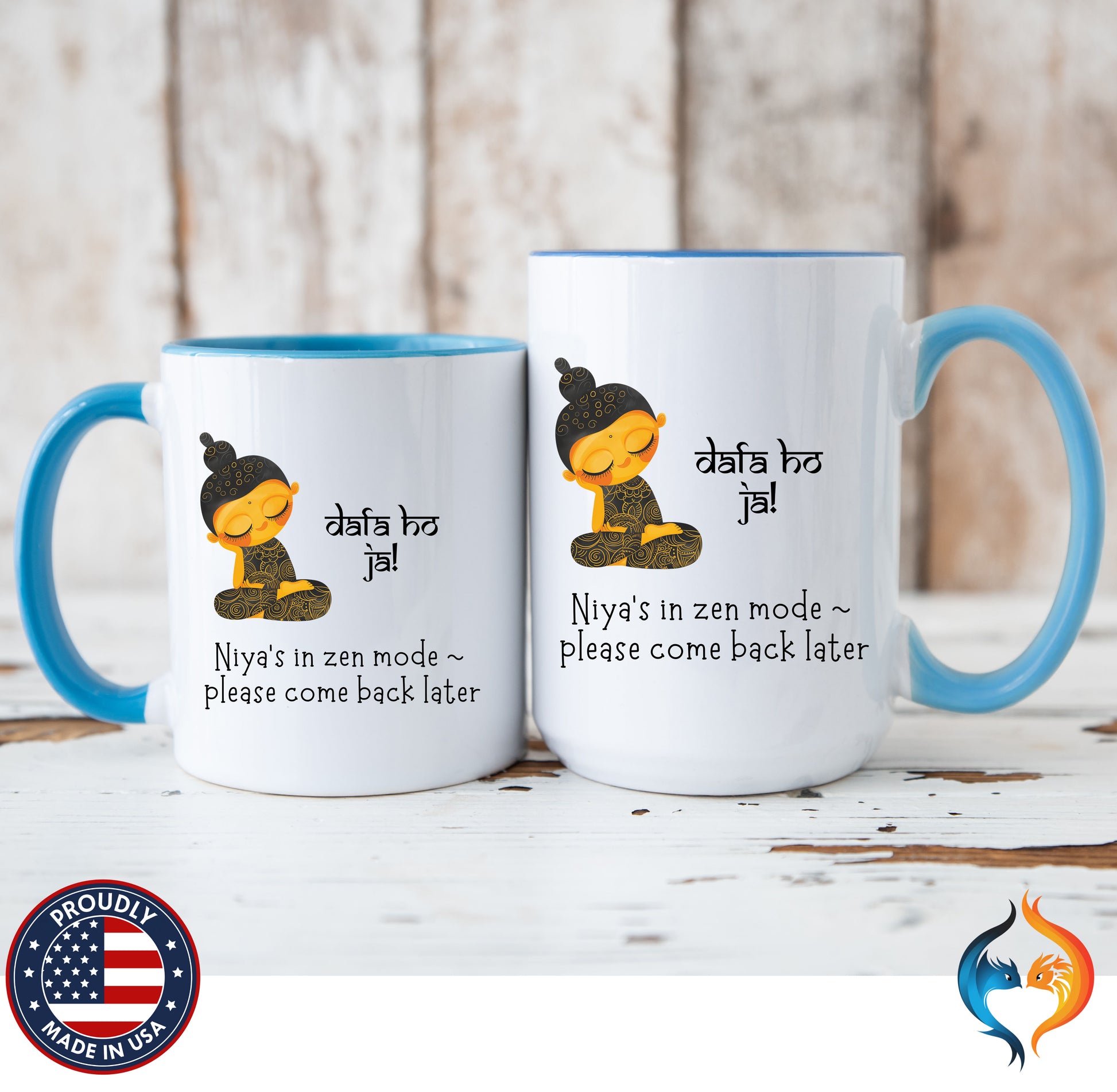 Personalized desi coffee mug, 'Dafa Ho Ja', Funny Indian Pak - Mugs-Double_LBlu Dbl