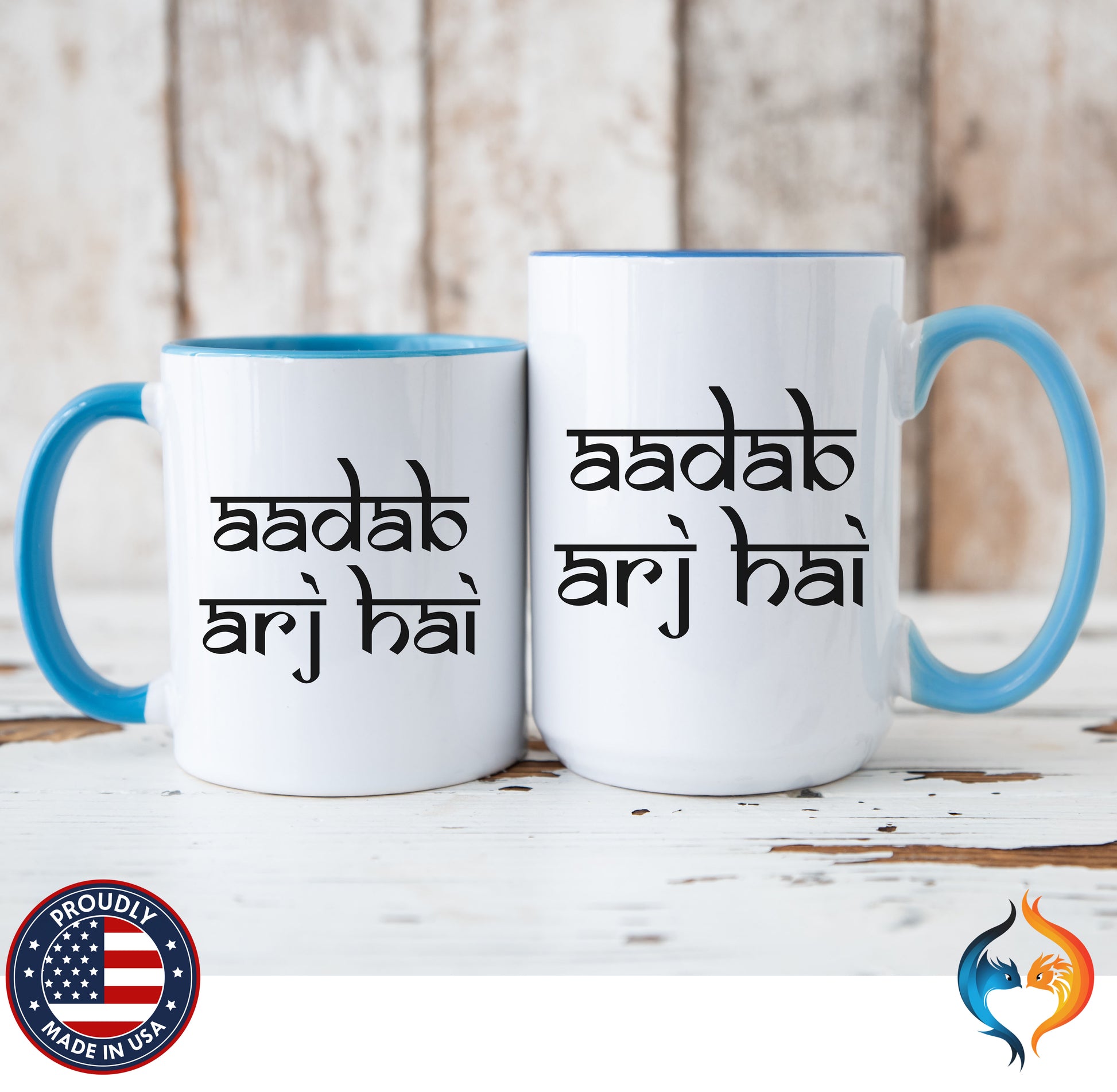 Desi Roots Mug Aadab Arj Hai Accent Cup (), Indian, Pakistan - Mugs-Double_LBlu Dbl