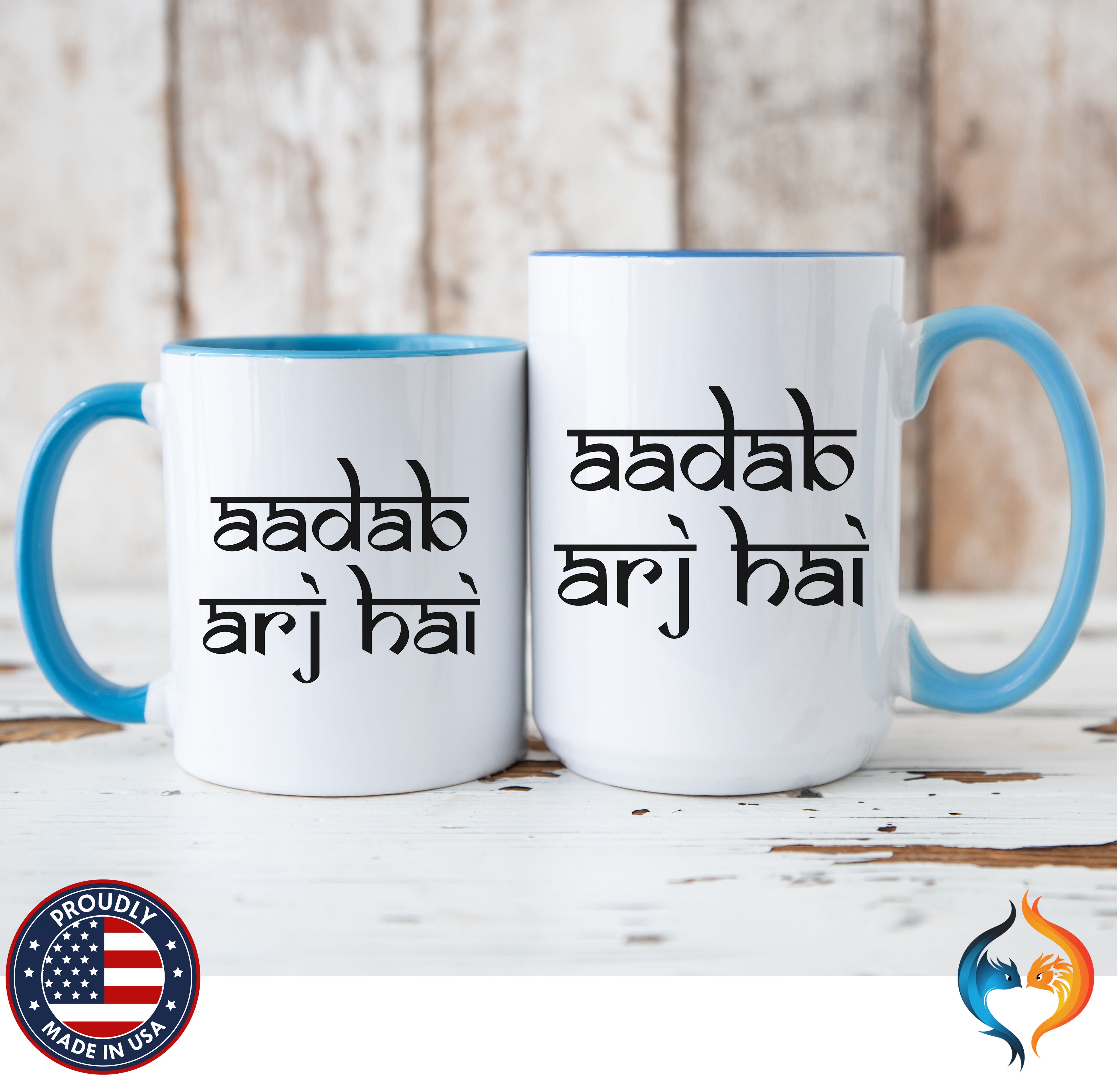 Desi Roots Mug Aadab Arj Hai Accent Cup (), Indian, Pakistan - Mugs-Double_LBlu Dbl