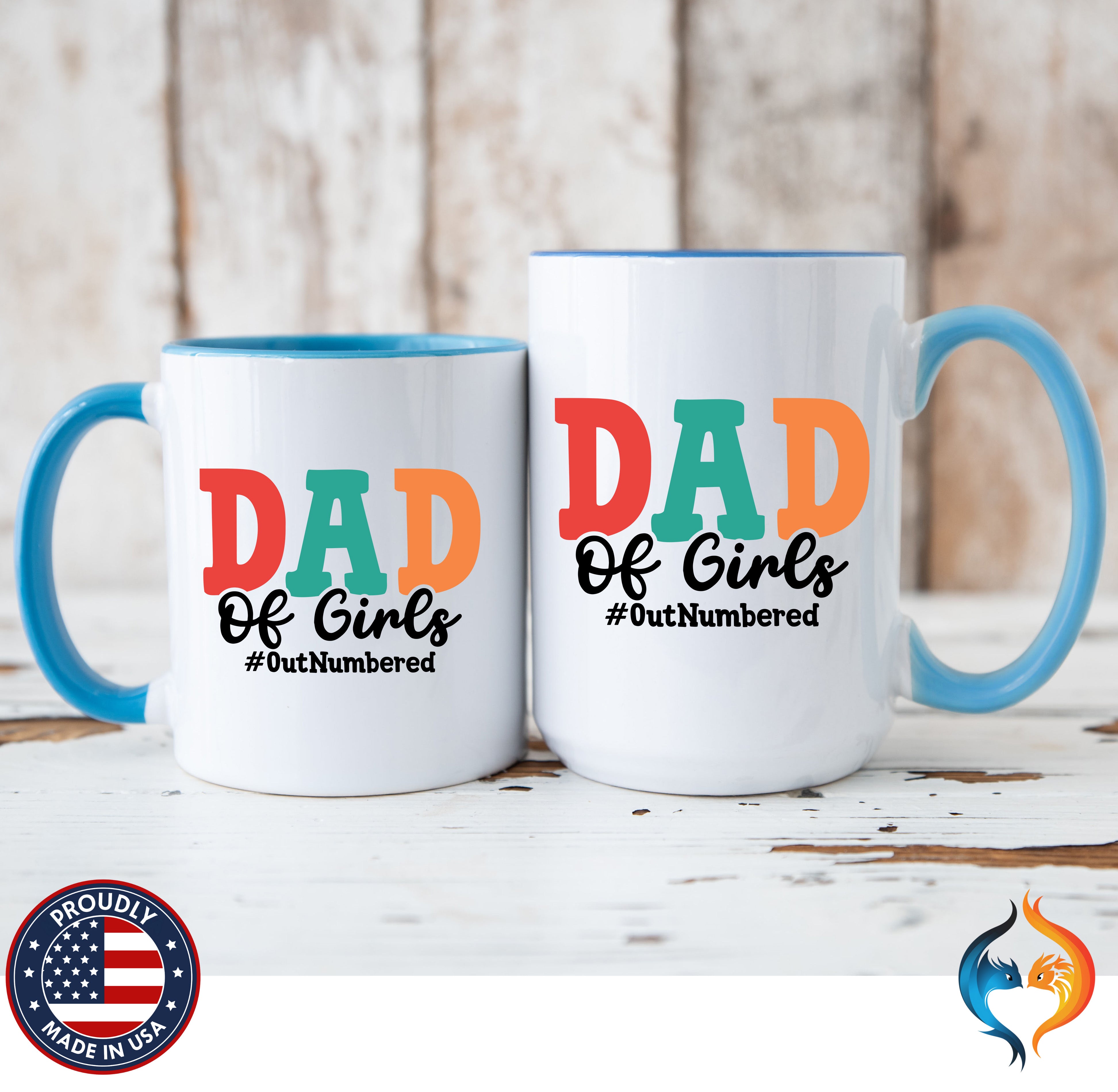 Dad of girls #outnumbered Mug - Funny Dad Gift