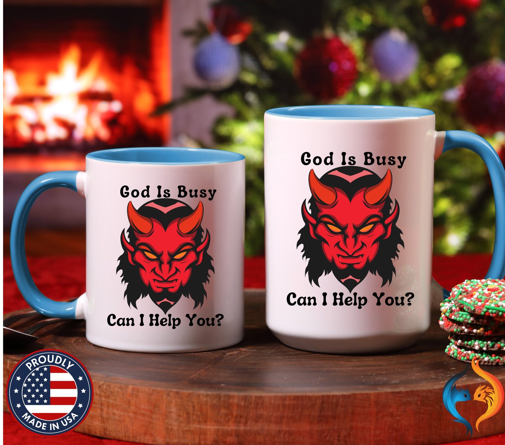 God Is Busy Can I Help You gift, Ashiest Cup | Mug - Mugs-Double_LBlue DBL