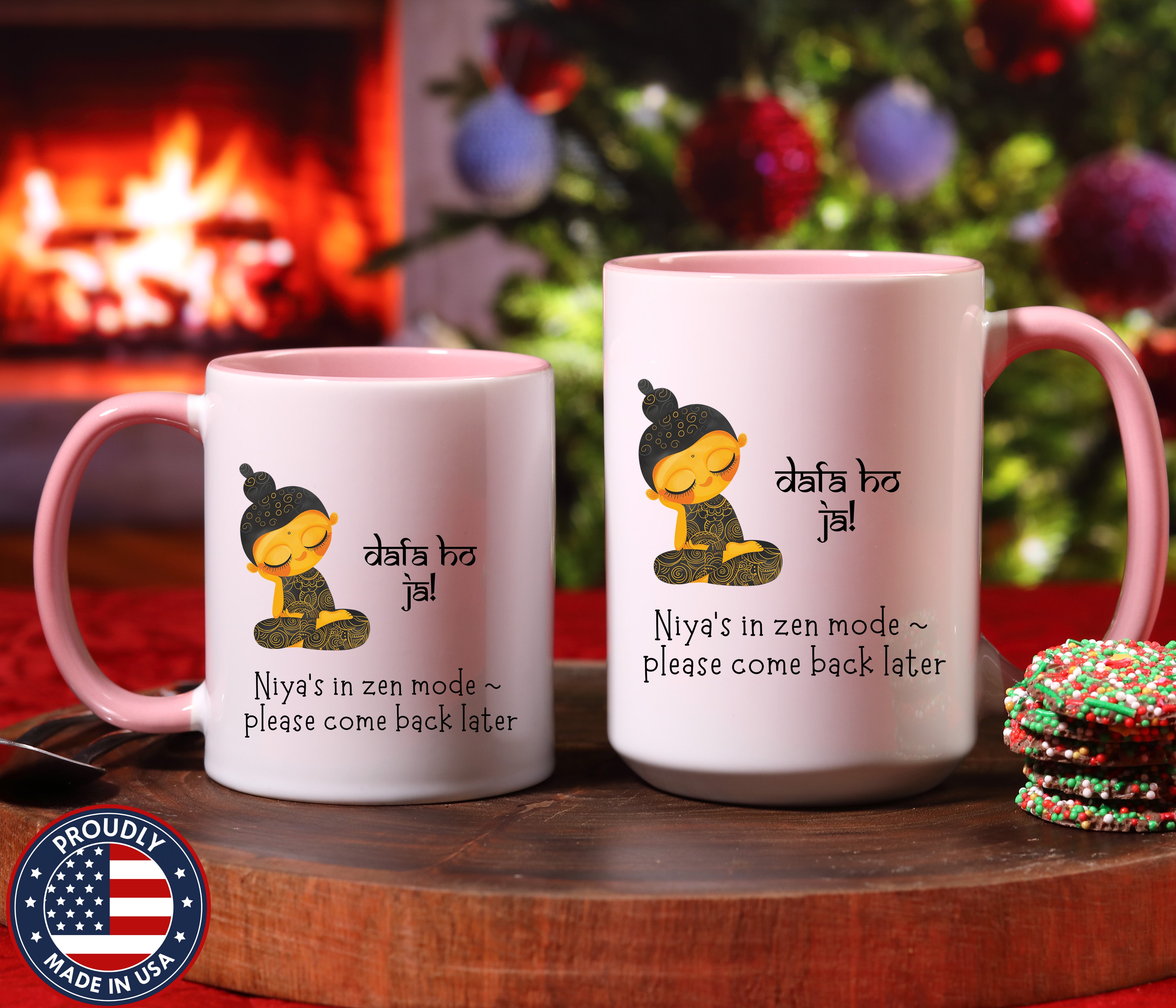 Personalized desi coffee mug, 'Dafa Ho Ja', Funny Indian Pak - Mugs-Double_Pink DBL