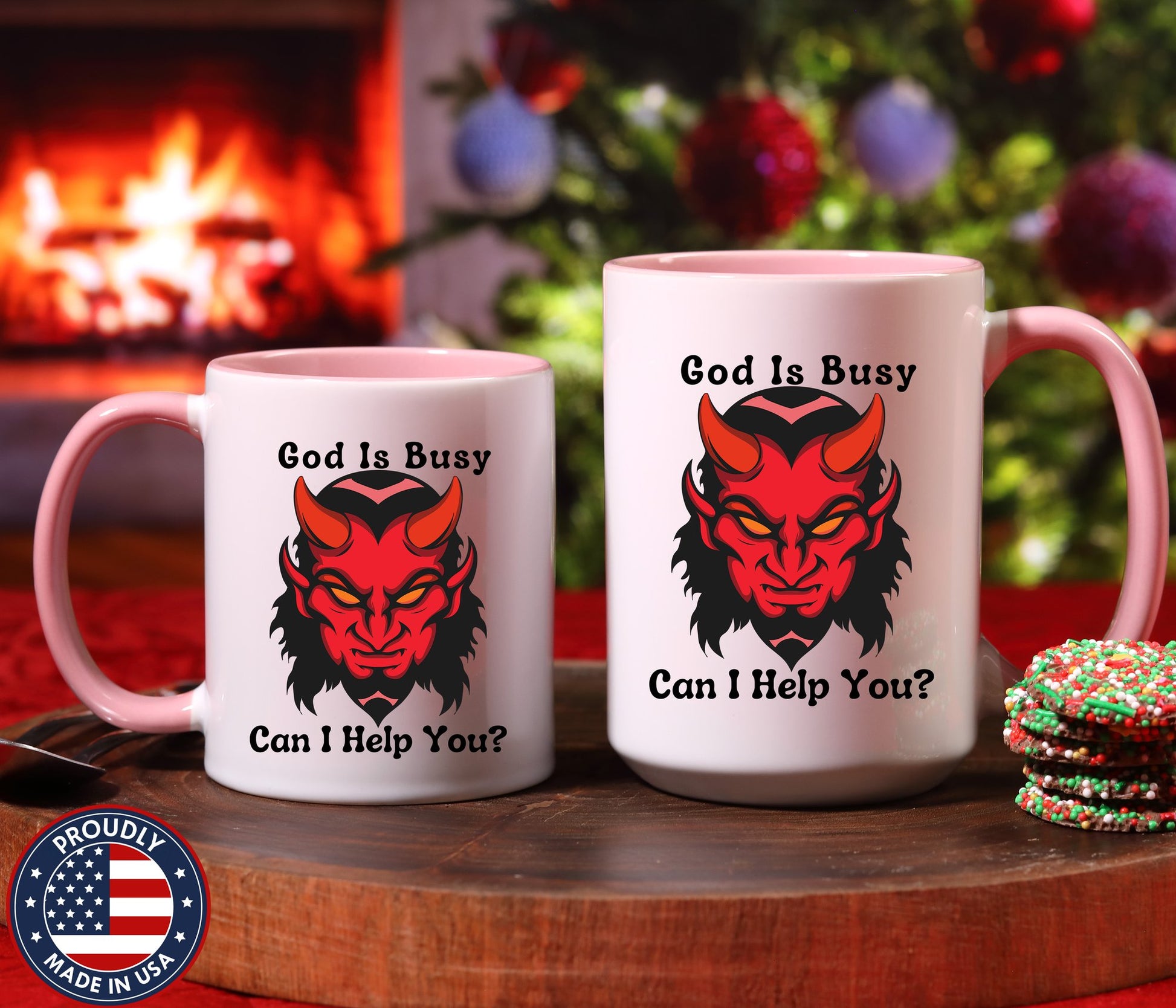 God Is Busy Can I Help You gift, Ashiest Cup | Mug - Mugs-Double_Pink DBL