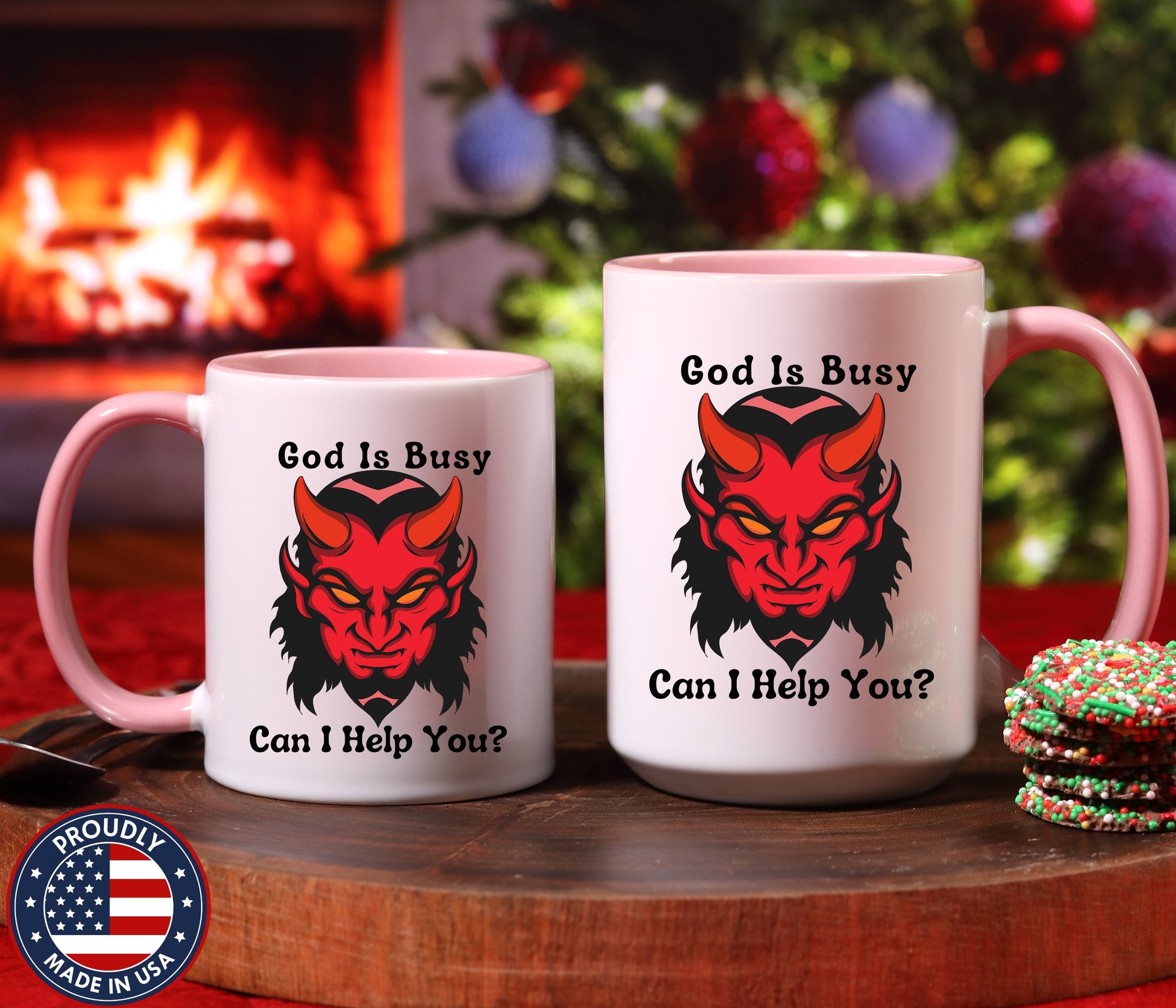 God Is Busy Can I Help You gift, Ashiest Cup | Mug - Mugs-Double_Pink DBL
