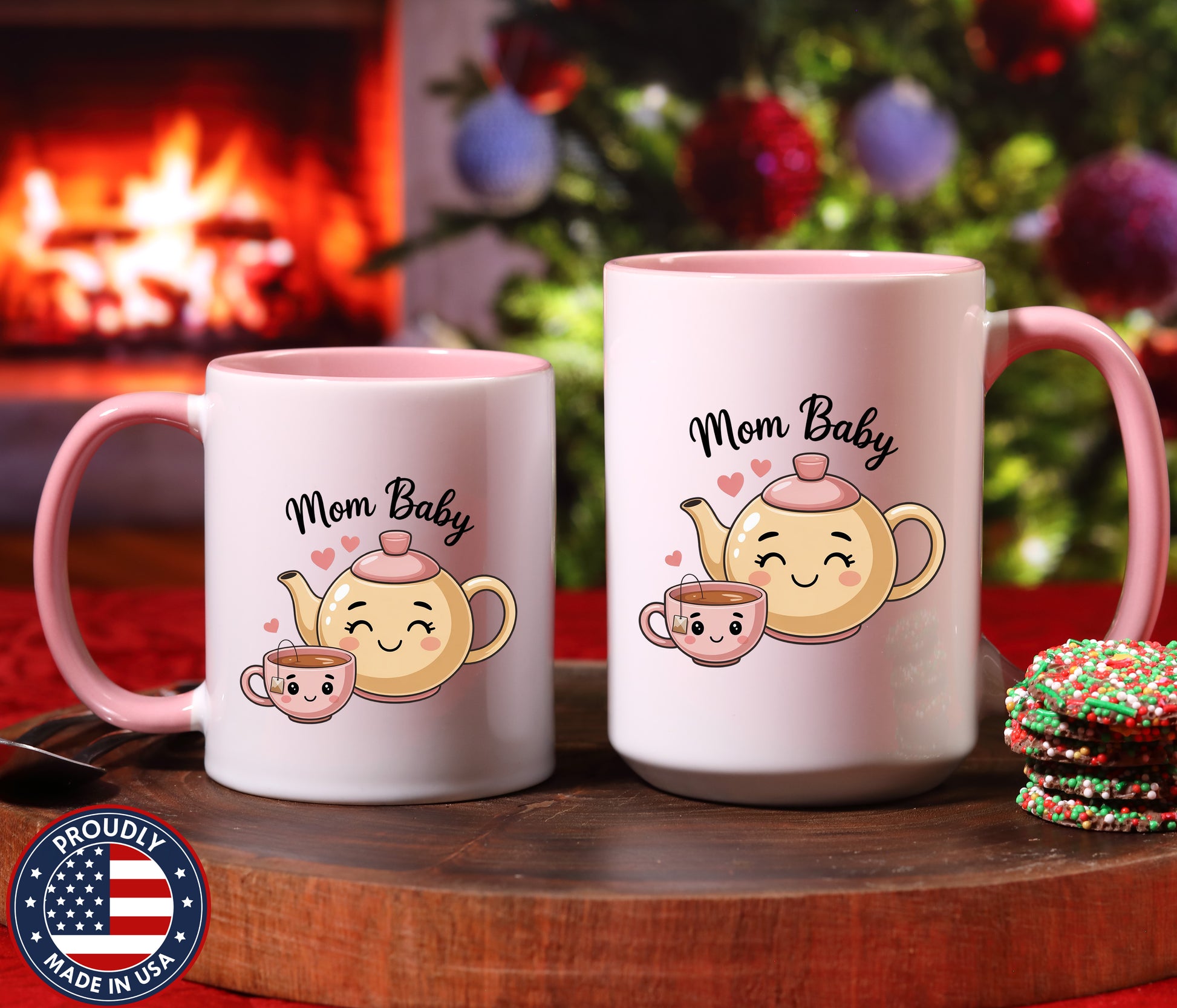 Mom And Baby Teapot Tea Cup coffee mug duo mockup - Mother's Day gift