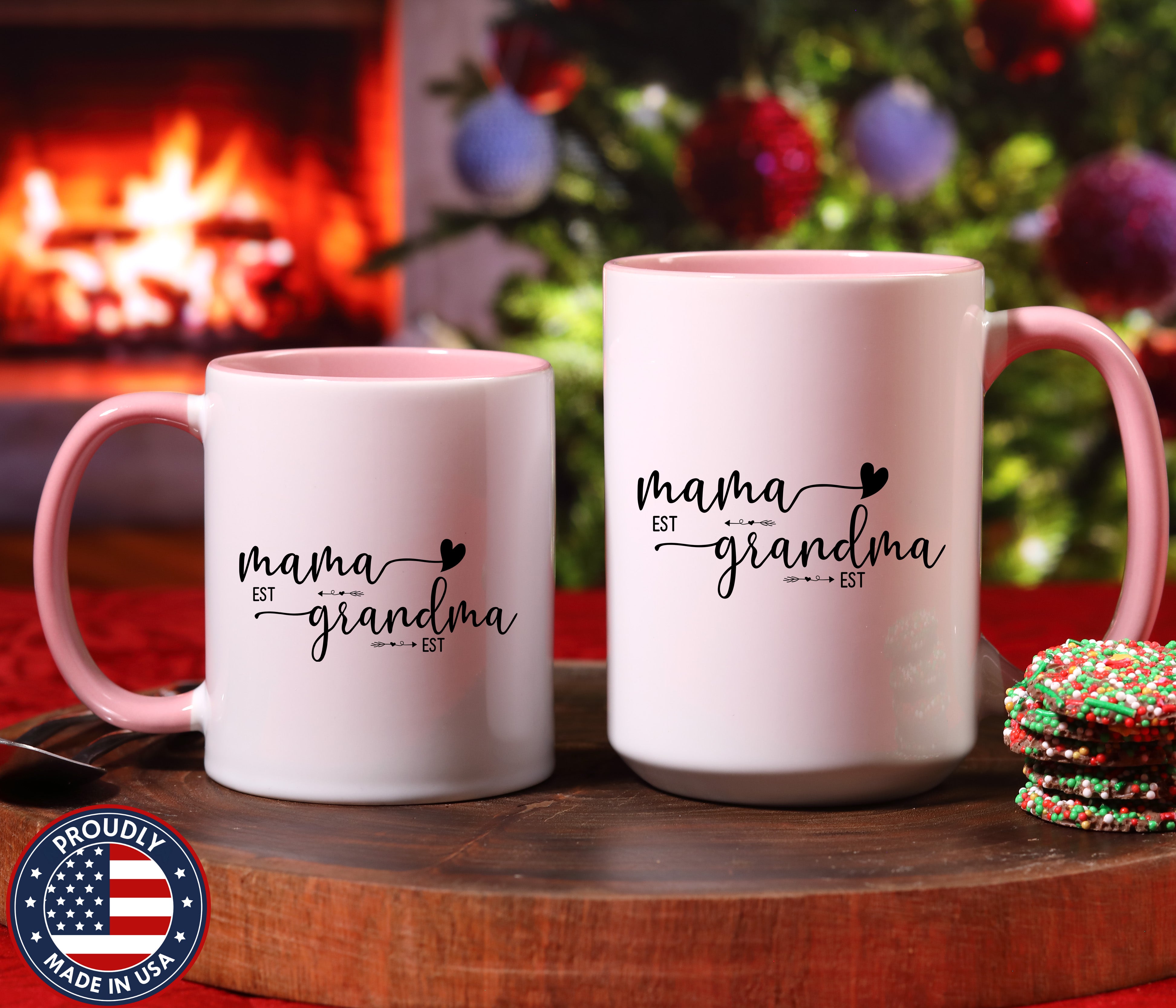Mama Est Grandma Est Personalized coffee mug duo mockup - Mother's Day gift