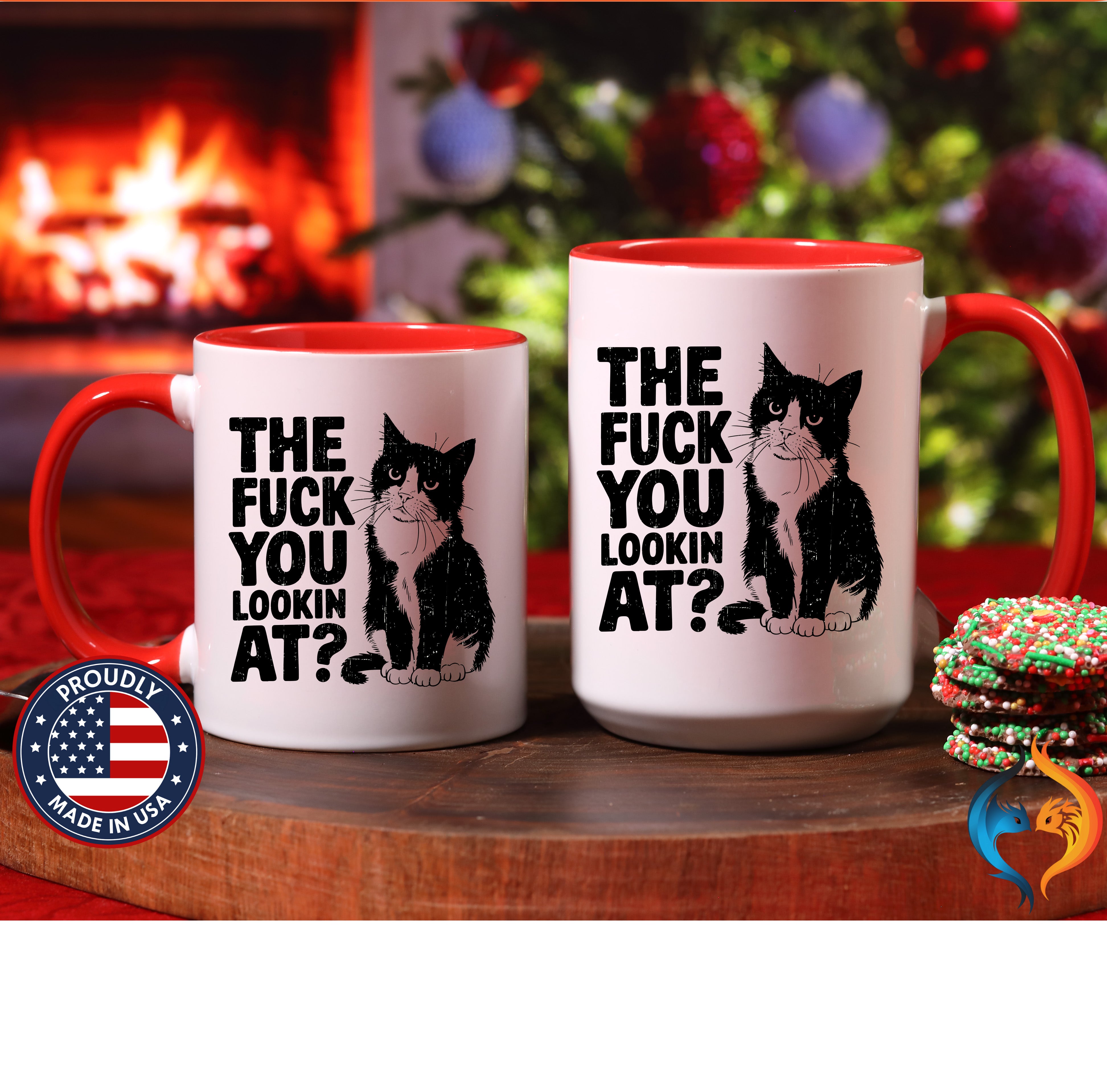 Funny Cat Hoodie - The F You Lookin' At? Graphic Pullover