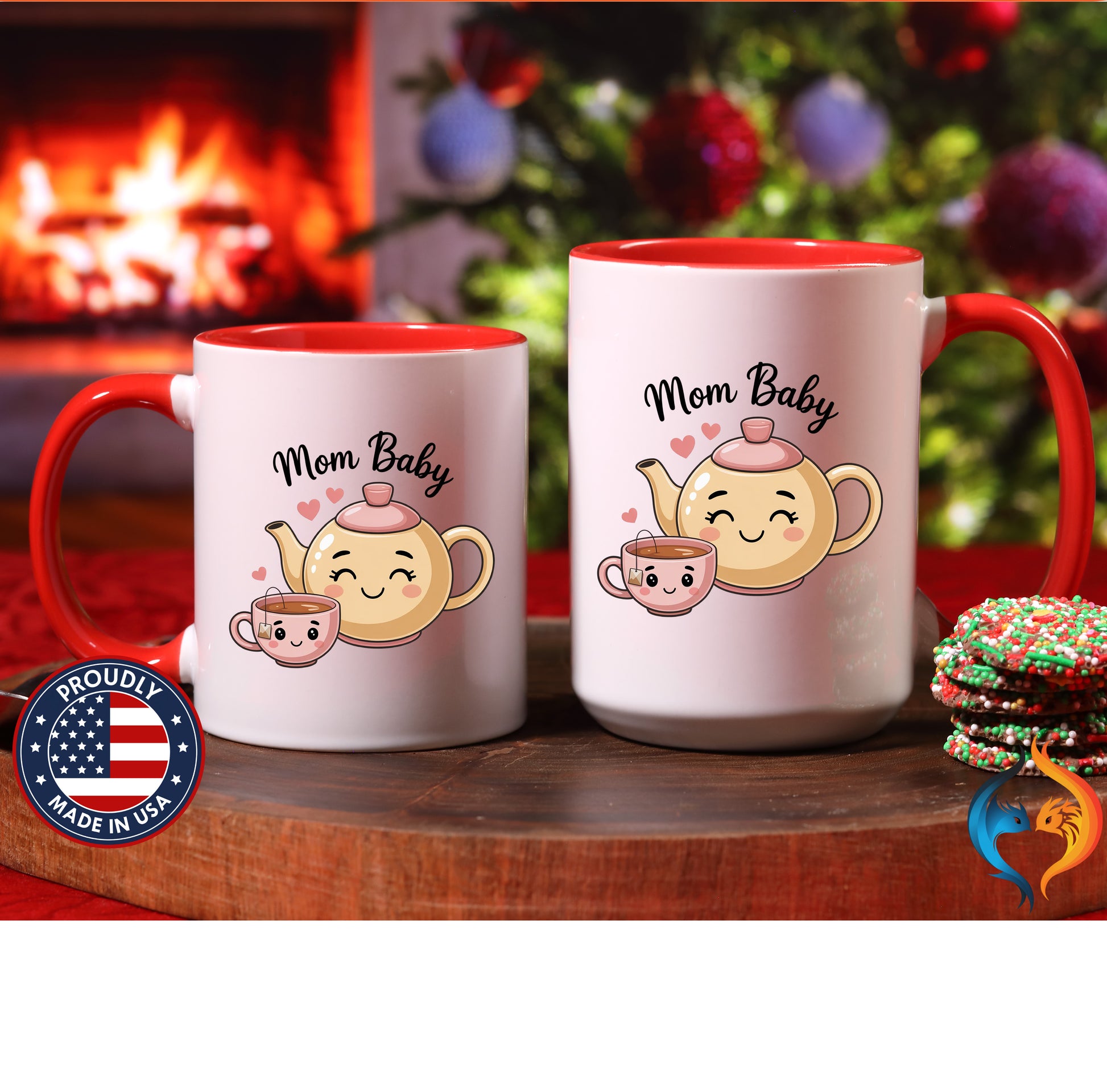 Mom And Baby Teapot Tea Cup coffee mug duo mockup - Mother's Day gift