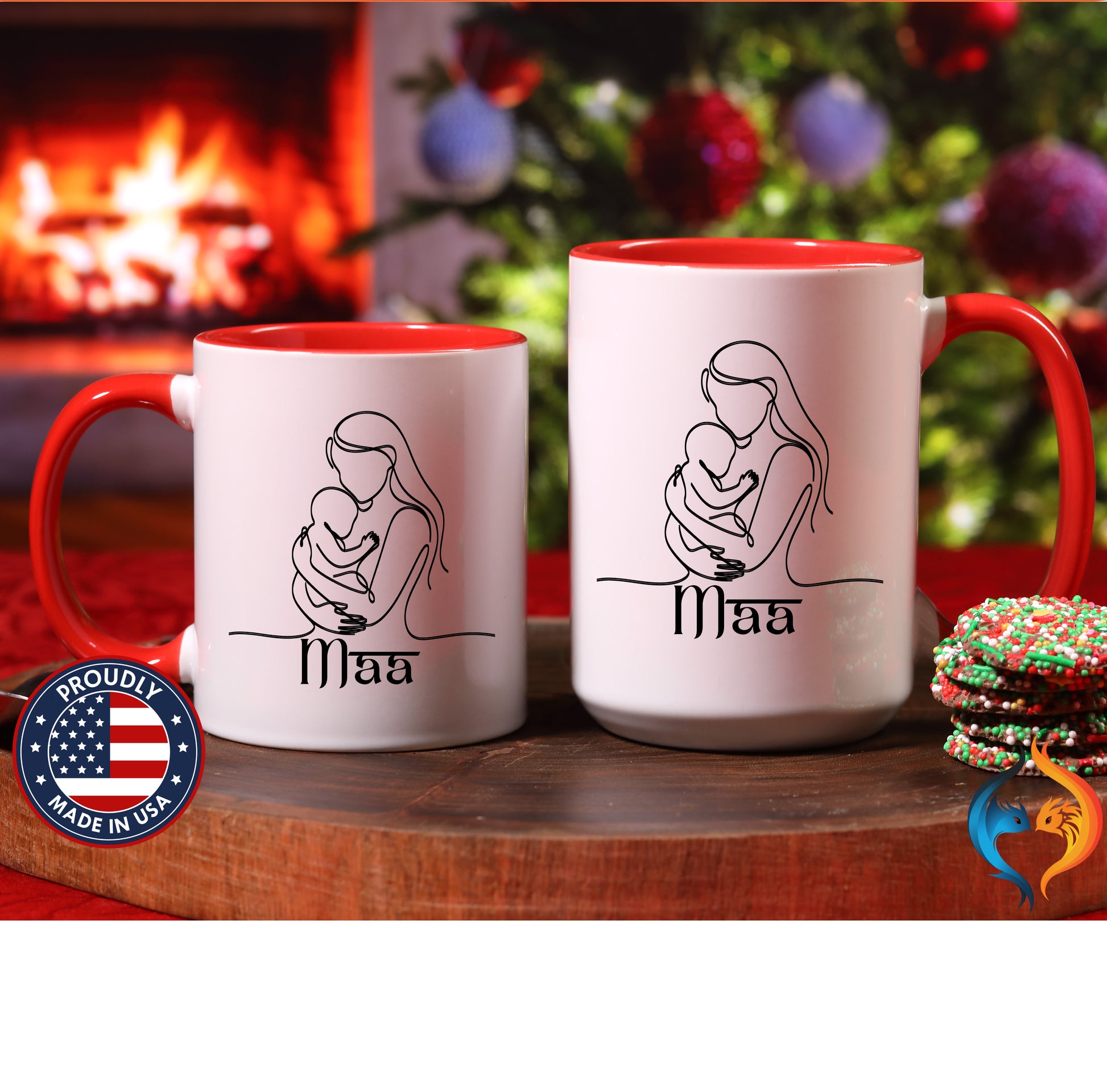 Maa Is Greater Than Google Desi Mom coffee mug duo mockup - Mother's Day gift