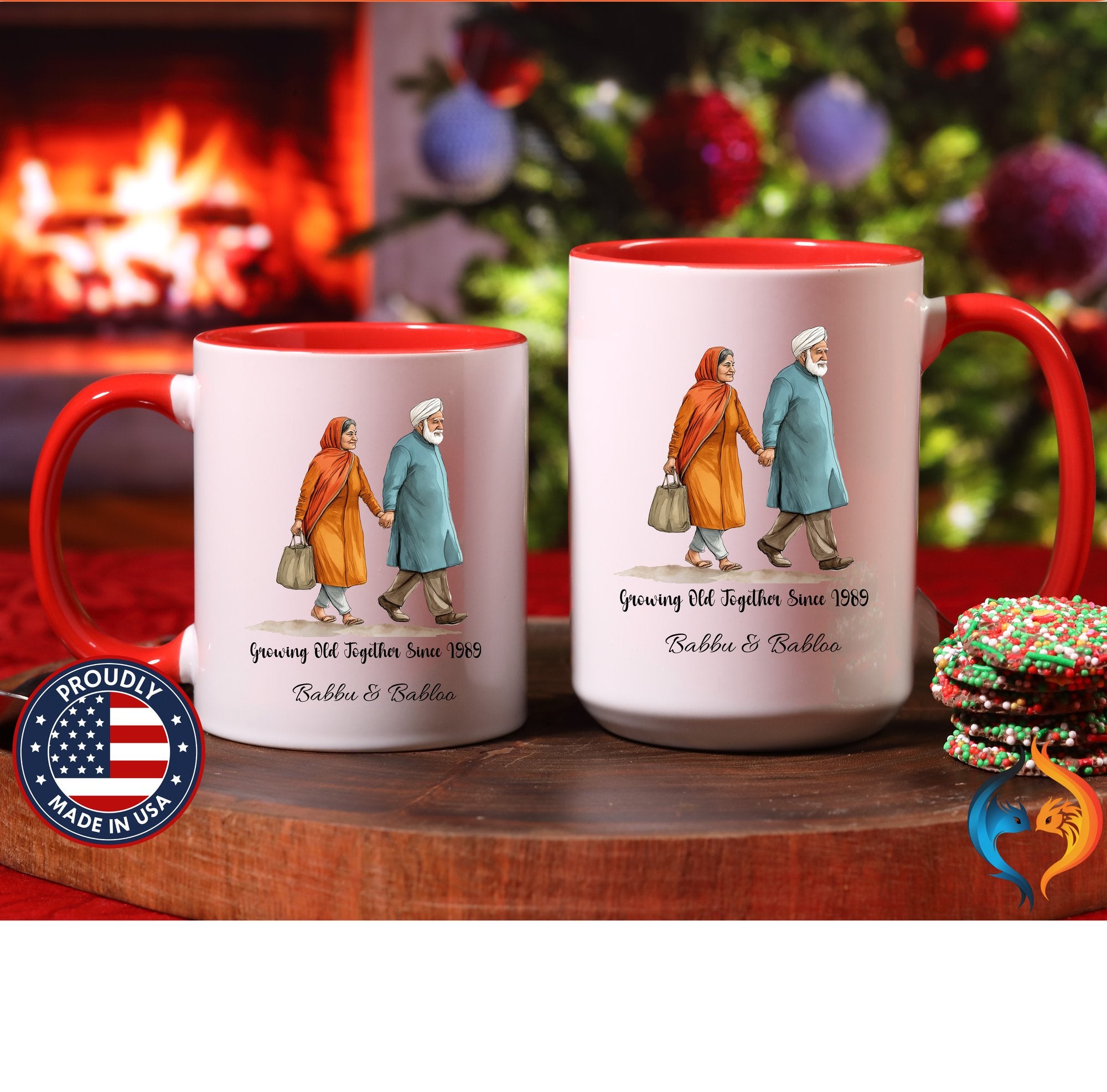 Growing Old Together Since South Indian Couple Cup | Mug - Mugs-Double_Red DBL