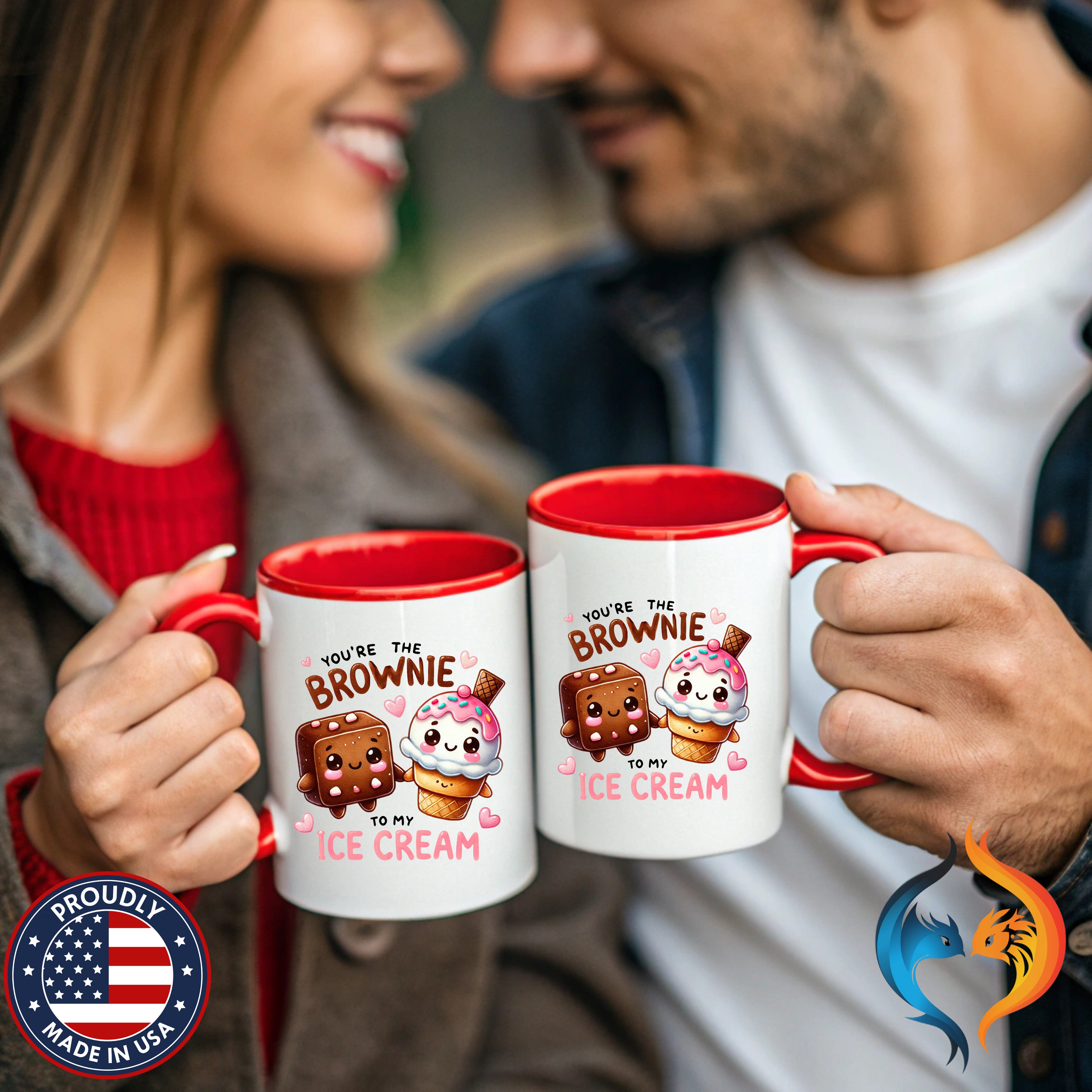 Lick Me Till Ice Cream Mug | , Cute Kawaii Ice Cream Design - Mugs-Double_Young Couple-Red