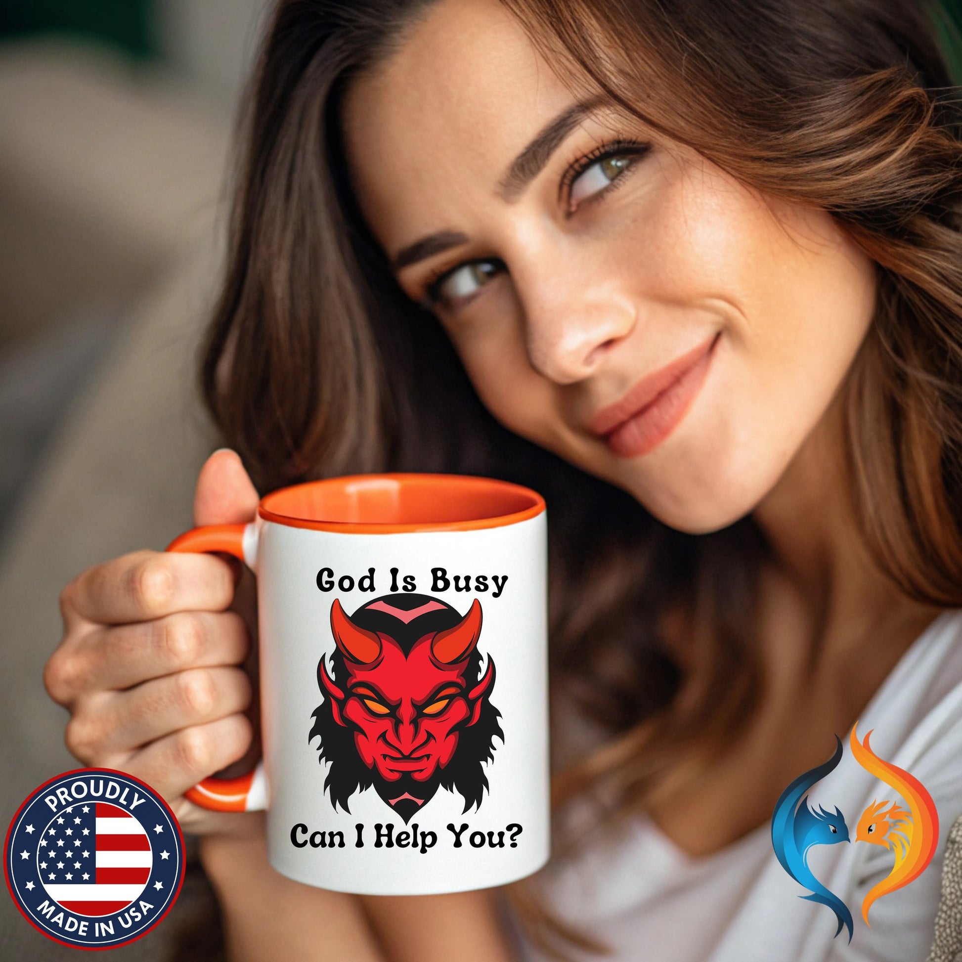 God Is Busy Can I Help You gift, Ashiest Cup | Mug - Mugs-Single_Female-Orange
