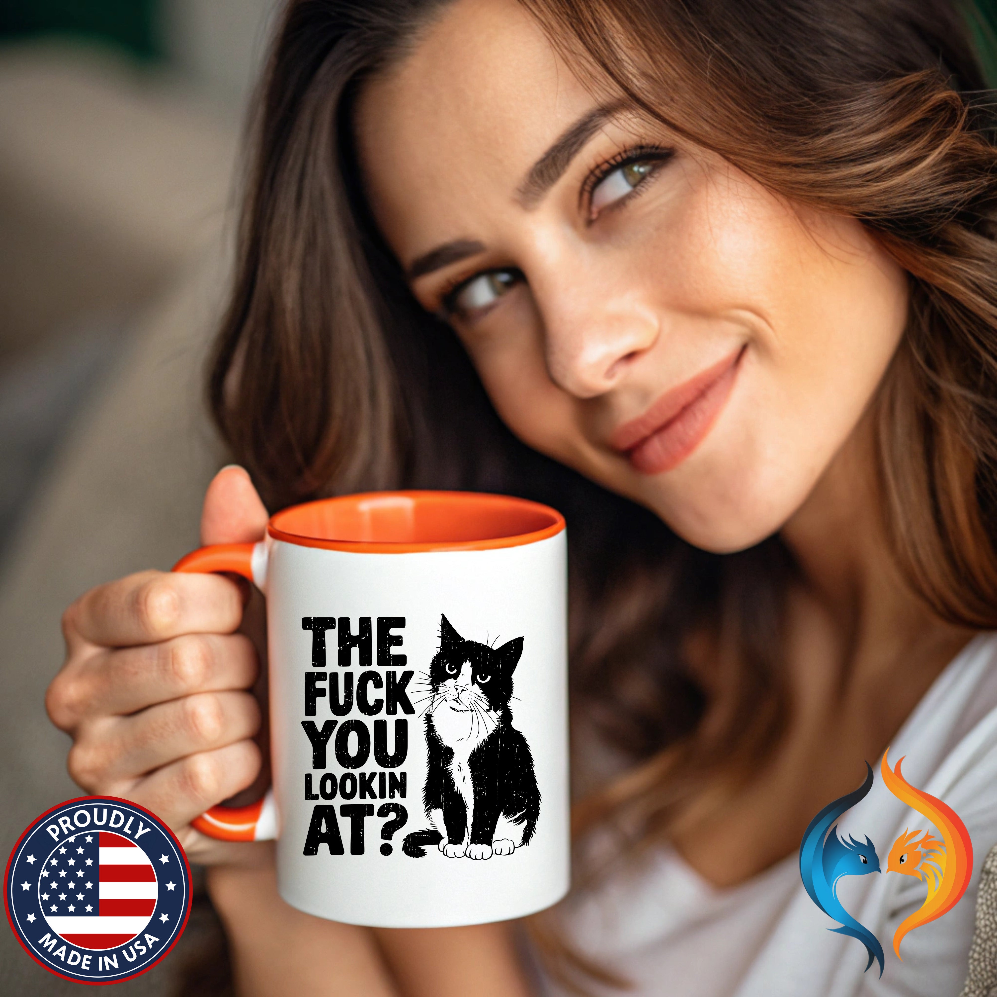 Funny Cat Hoodie - The F You Lookin' At? Graphic Pullover