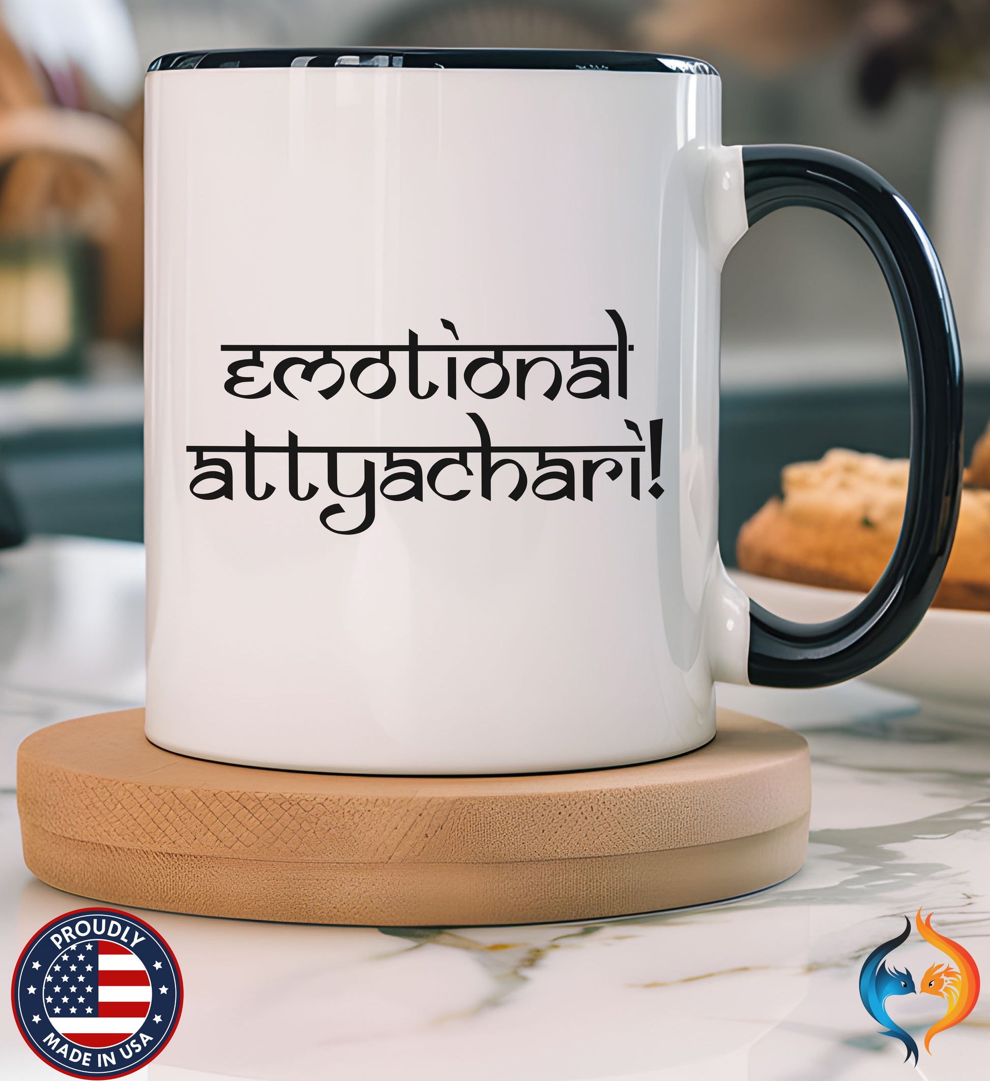 Desi Roots Cup 'Emotional Attyachari' Indian Paki Accent Cha - Mugs-Single_P1 Blk