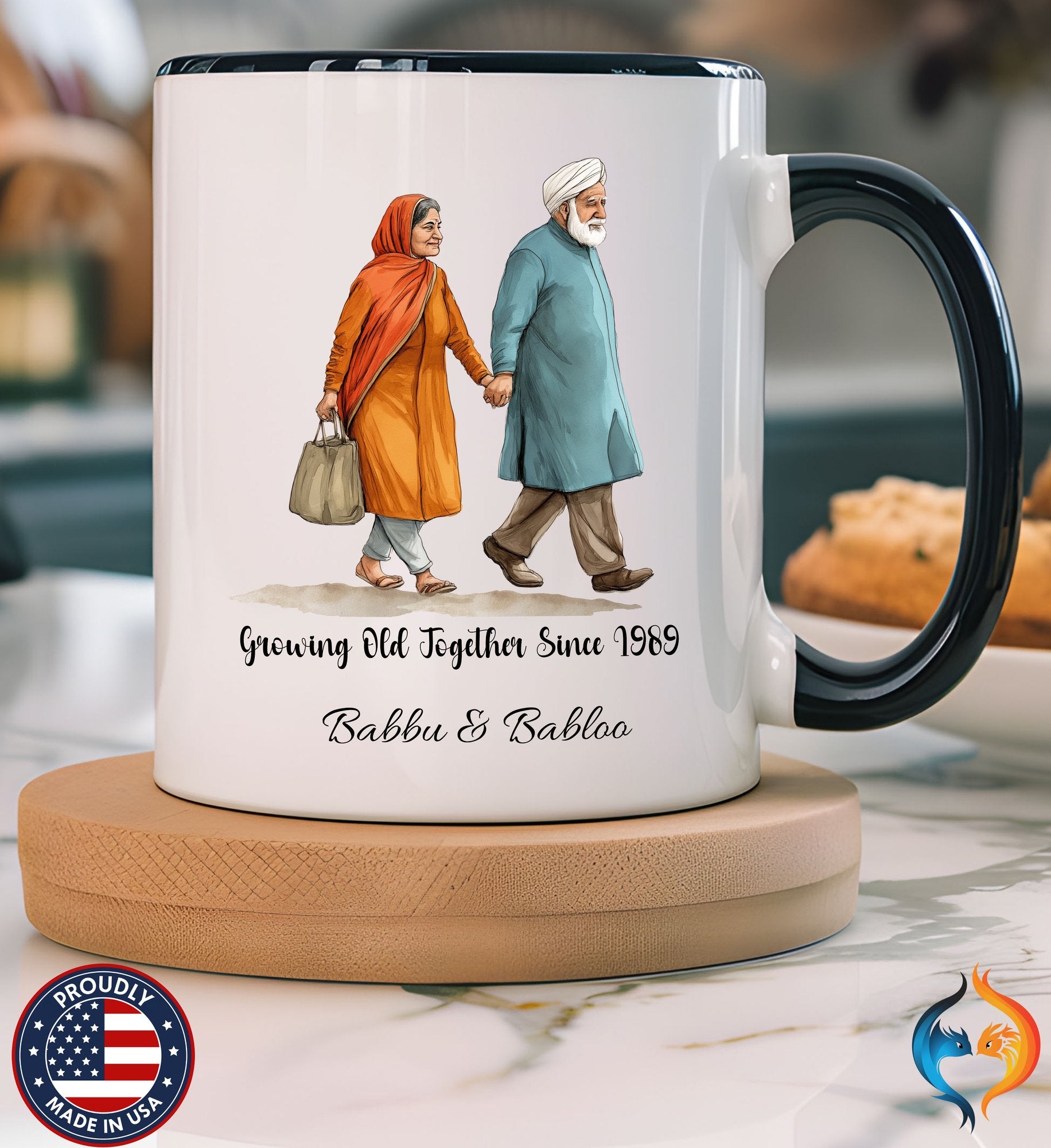 Growing Old Together Since South Indian Couple Cup | Mug - Mugs-Single_P1 Blk