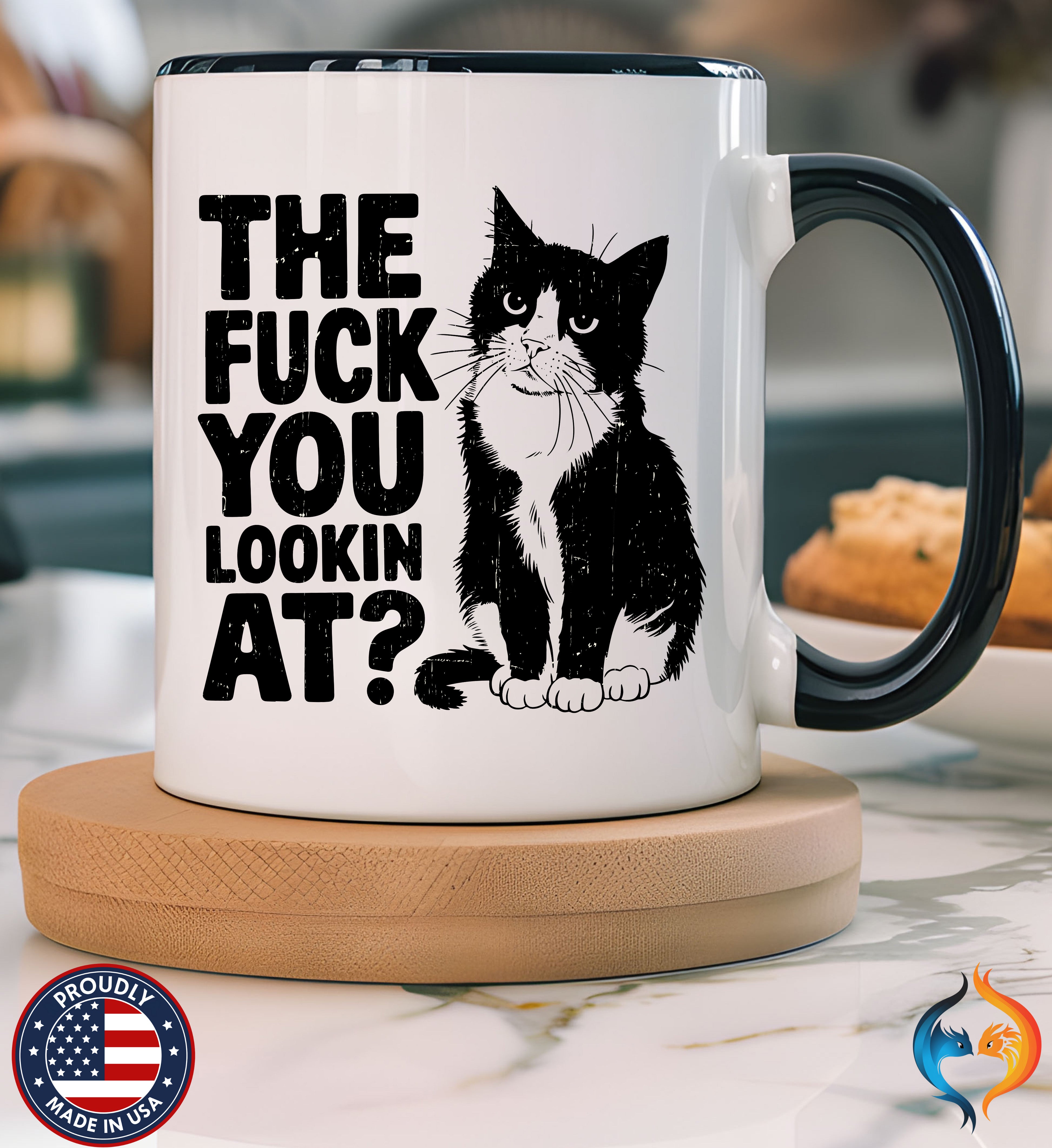Funny Cat Hoodie - The F You Lookin' At? Graphic Pullover