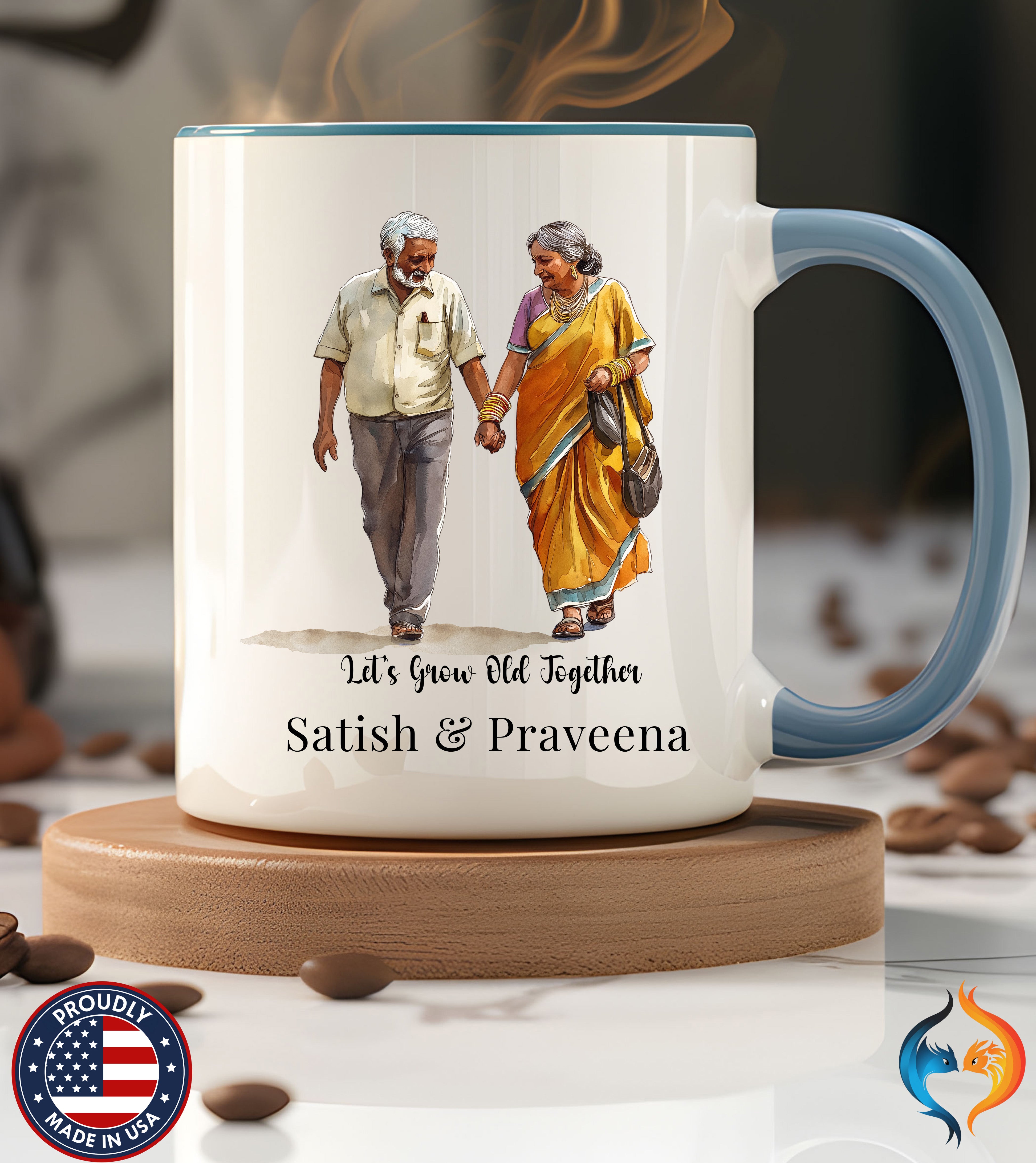 Personalized Indian Couple Mug - Let's Grow Old Together — view 37